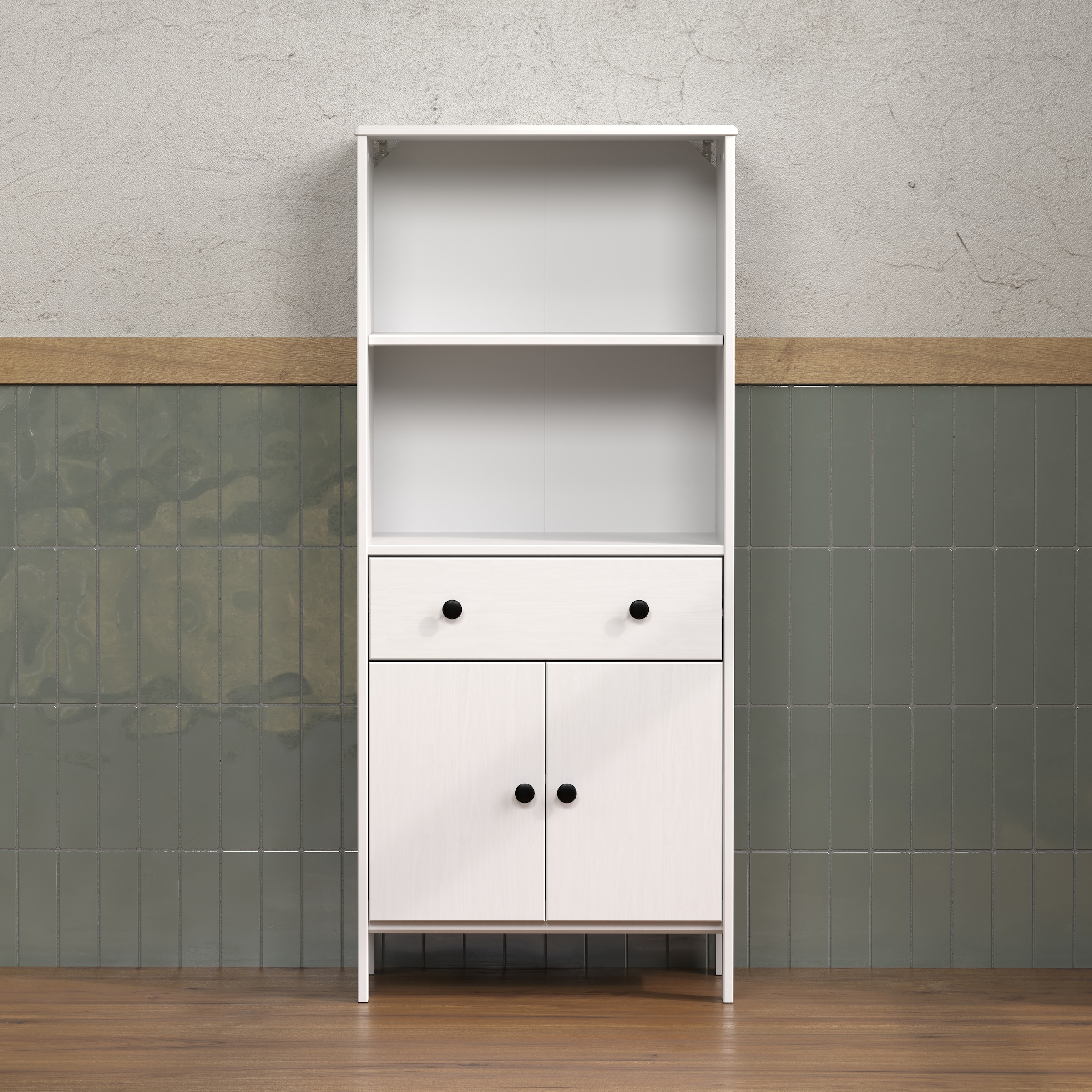 welltime Midischrank »Kall«, (1 St.), Breites Badregal aus Kiefer-Massivholz - Weiss oder Braun lackiert