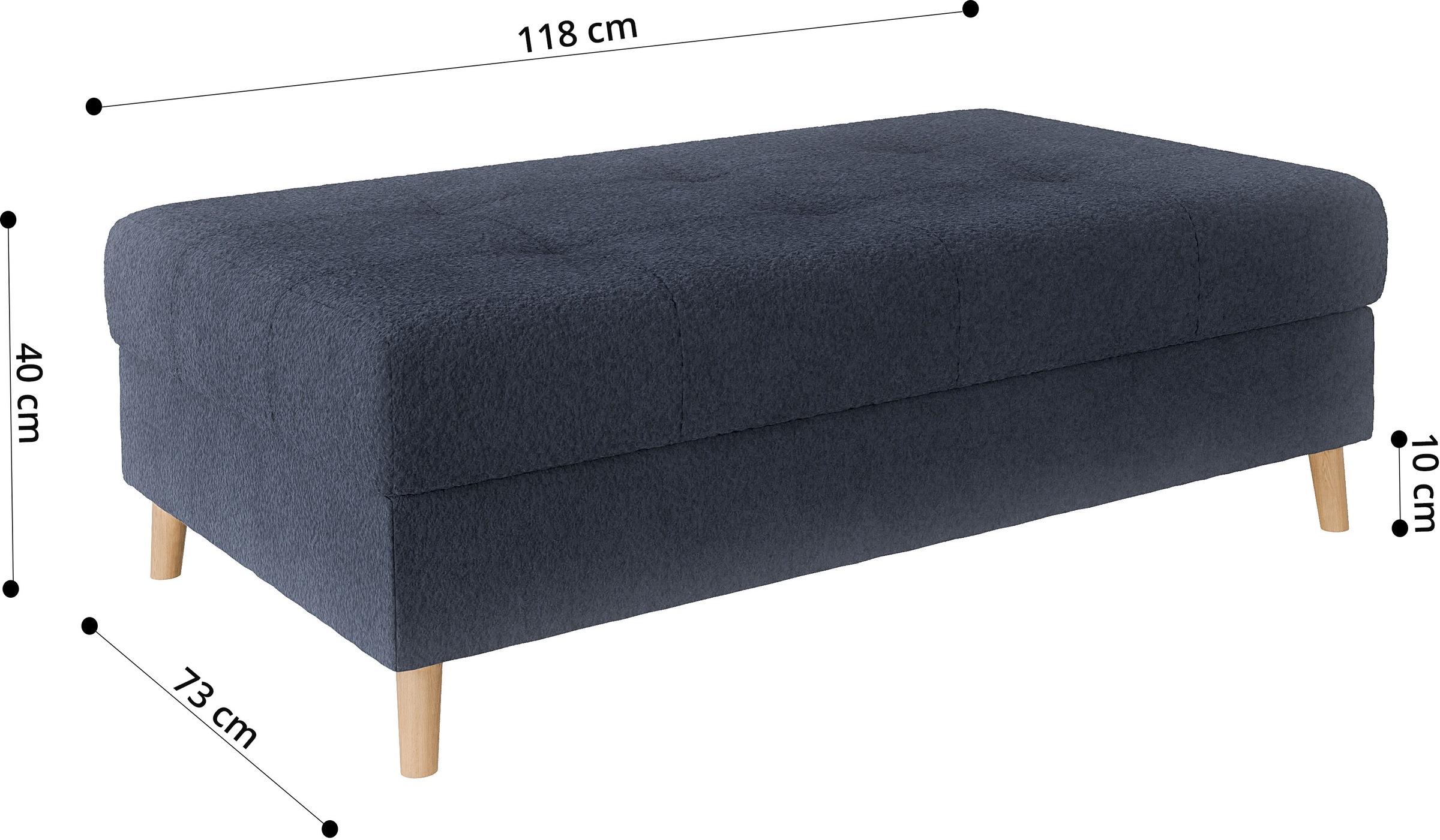 Home affaire Polsterhocker »CHARRE XXL, Steppung im Sitzbereich, Masse: B/T/H: 118/73/40 cm«, passend zur Serie CHARRE, auch in Cord und Bouclé