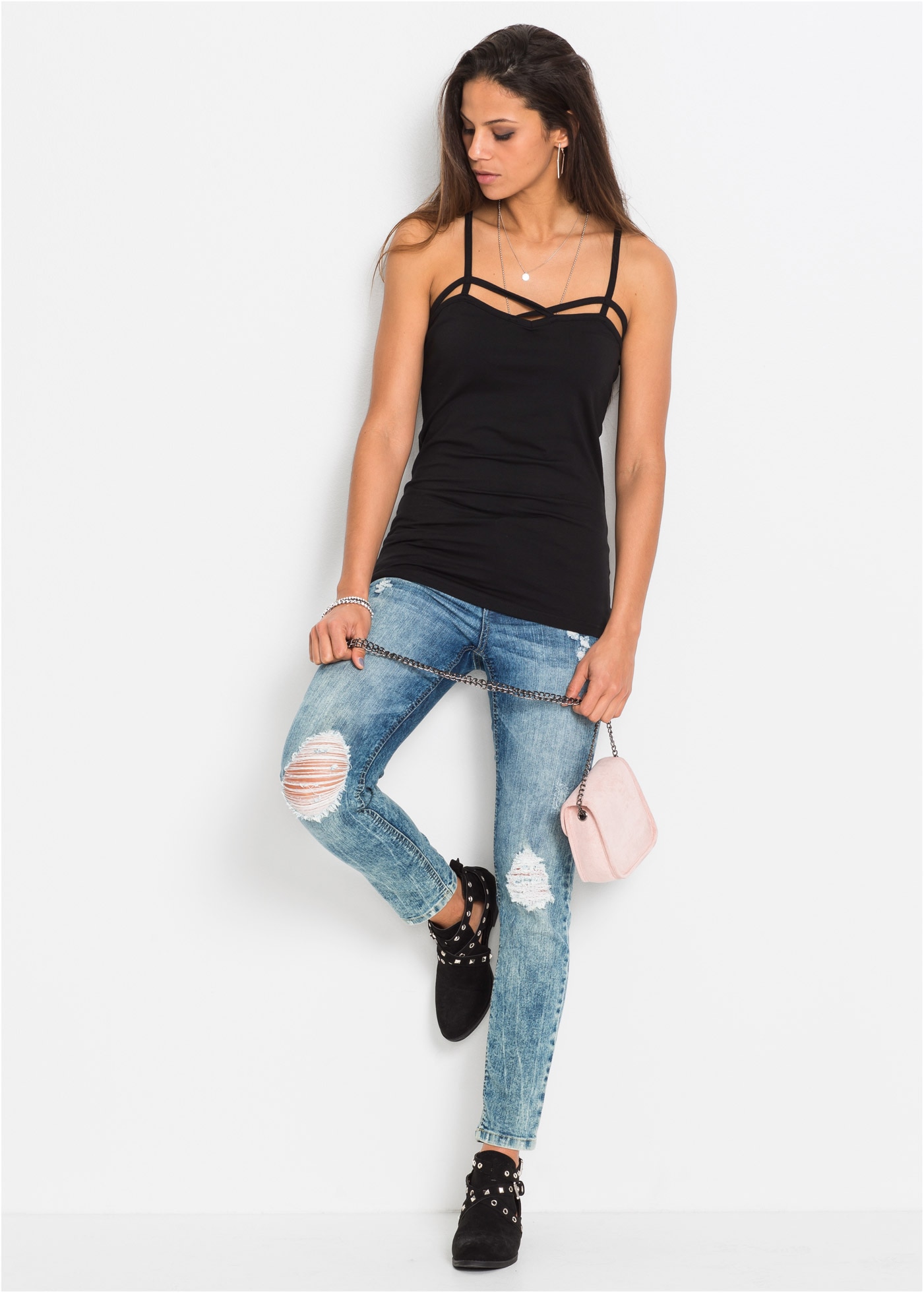 bonprix Haut de chemise Packung, 2 schmale Passform, ärmelloses Design