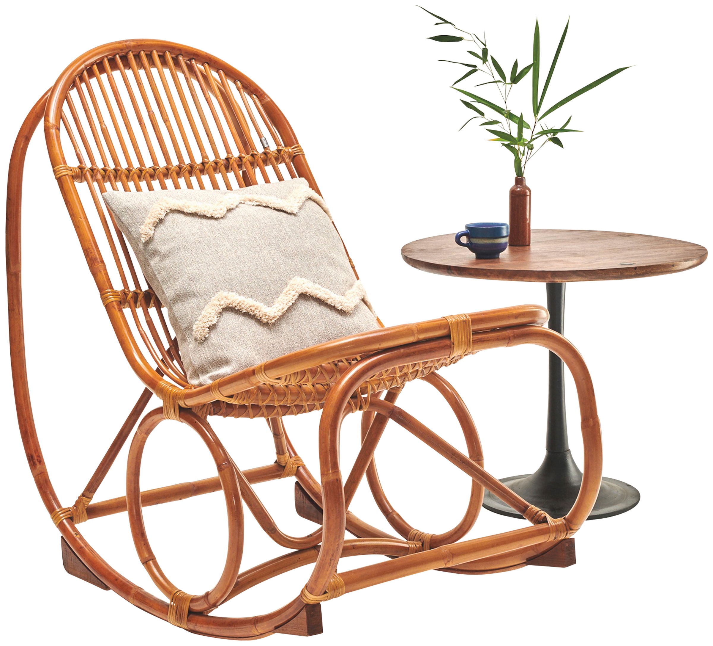 SIT Schaukelstuhl »Kampala aus naturbelassenem Rattan mit Metallmanschette« () Rattan-Schaukelstuhl mit natürlicher Optik