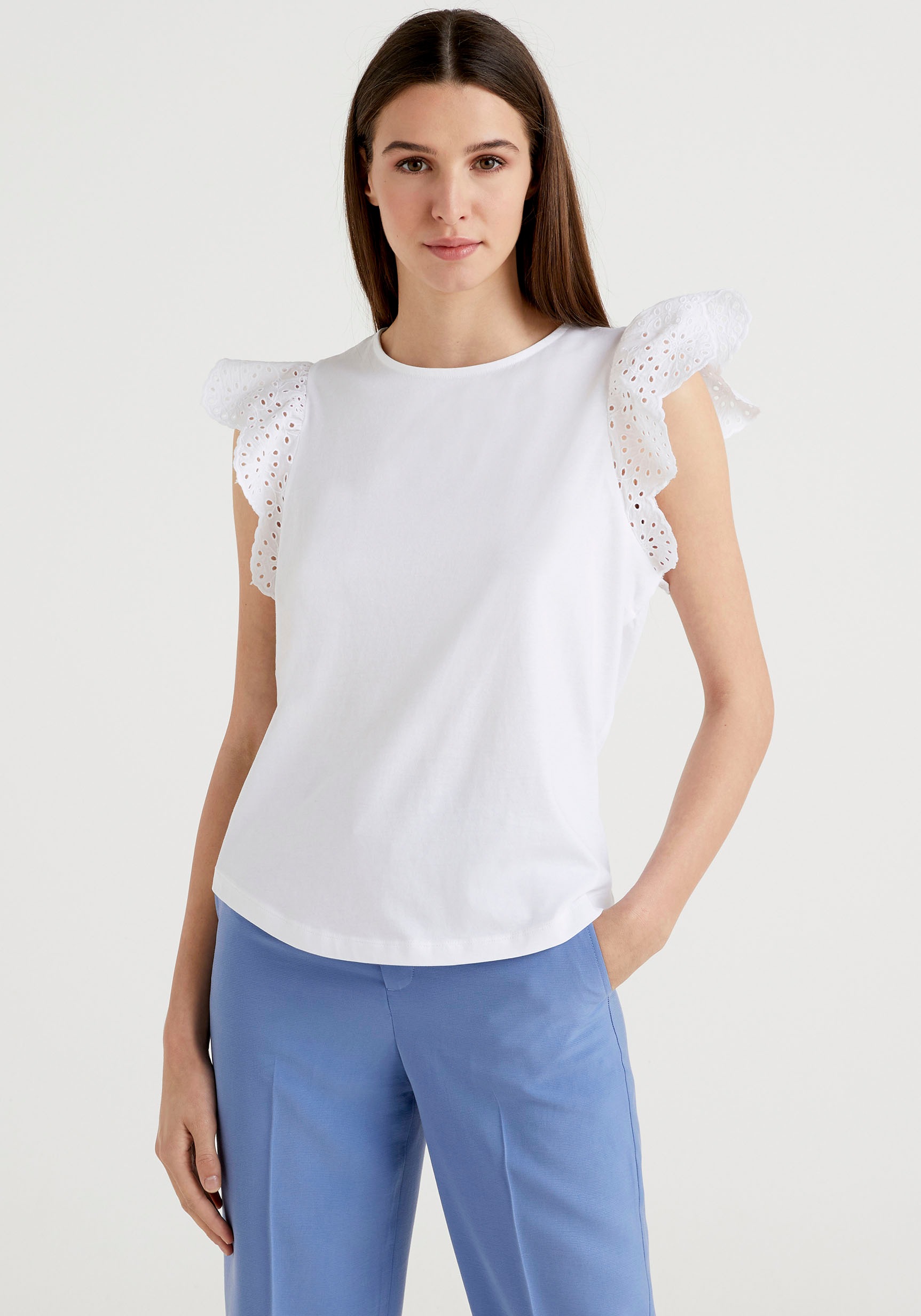 Image of United Colors of Benetton Shirttop, mit Lochstickereien an den Ärmeln bei Ackermann Versand Schweiz