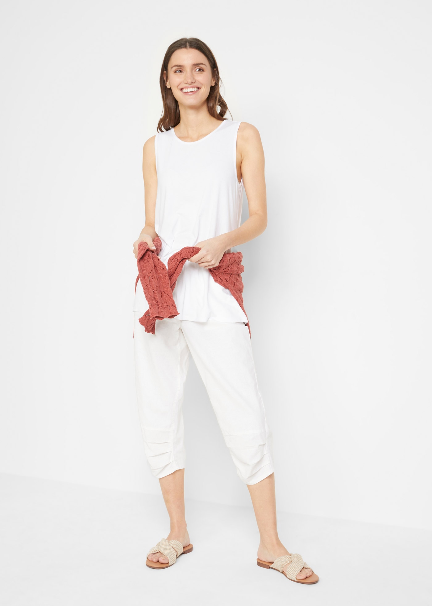 bonprix Shirttop Packung, 2 tlg. Longtop in dezenter A-Linie, ärmellos, Viskose-Jersey mit Stretch