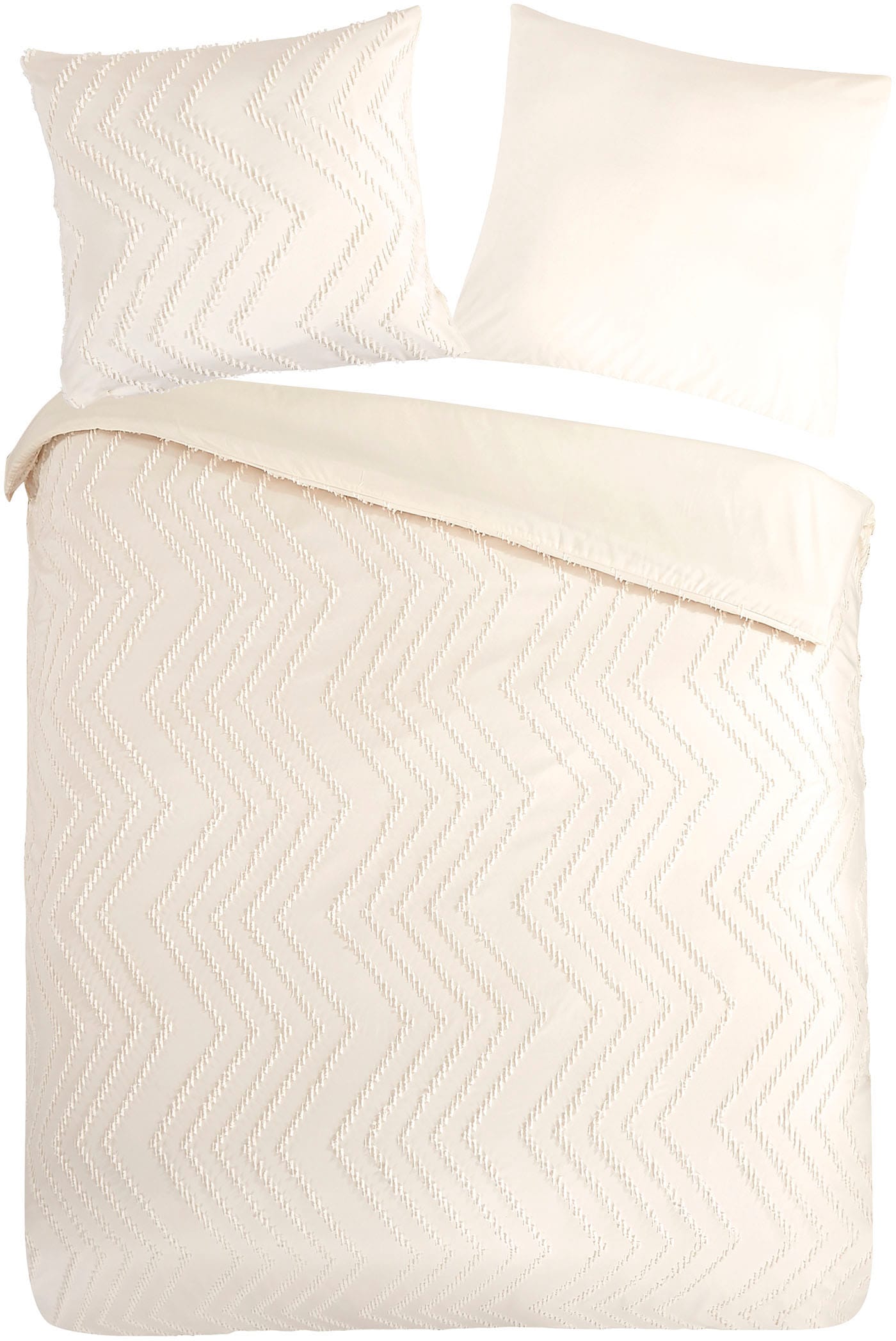 PURE luxury collection Bettwäsche »Zigzag«, Mikrofaser, 135x200, 2 Teilig, Pflegeleicht, Reissverschluss, Luxe, Uni