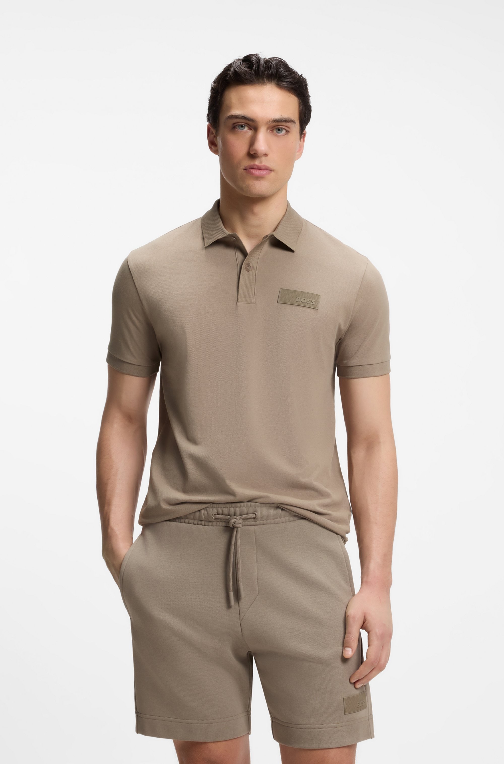 BOSS GREEN Poloshirt »Paddy Logo Patch Regular Fit« atmungsaktive Piqué-Webstruktur, Flachstrickkragen, gerader Schnitt