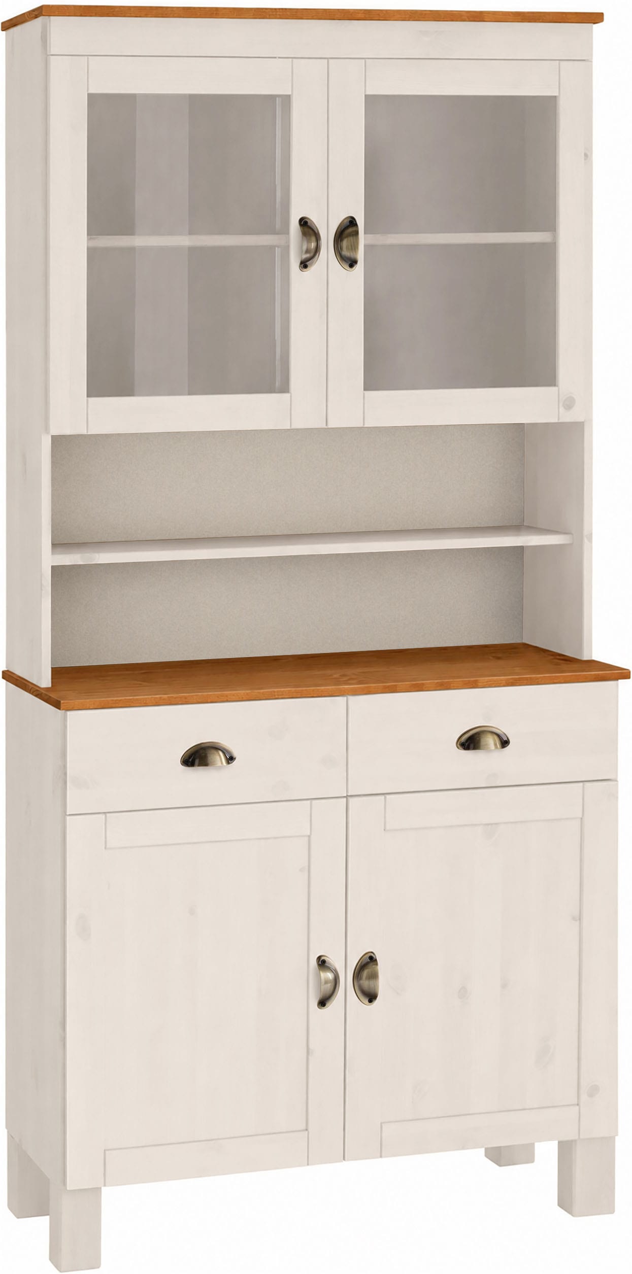 Image of Home affaire Küchenbuffet "Oslo" 85 cm breit, aus massiver Kiefer, mit 2 Glastüren, Metallgriffe