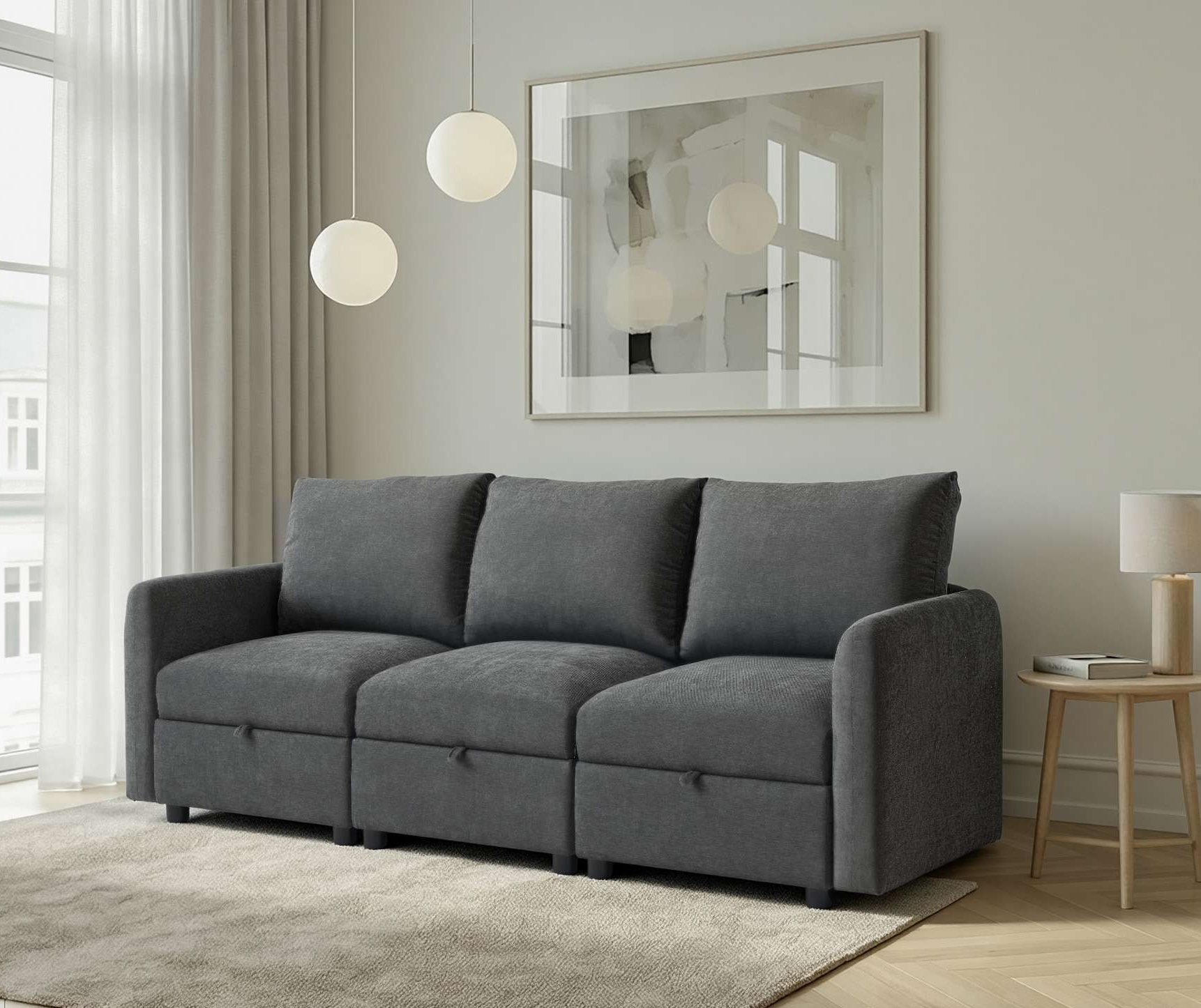 Image of Dorel Home 3-Sitzer "STILHUS Modularsofa mit Stauraum, Breite 220 cm, Chenille-Bezug" als Modul oder separat verwendbar - individuell kombinierbar