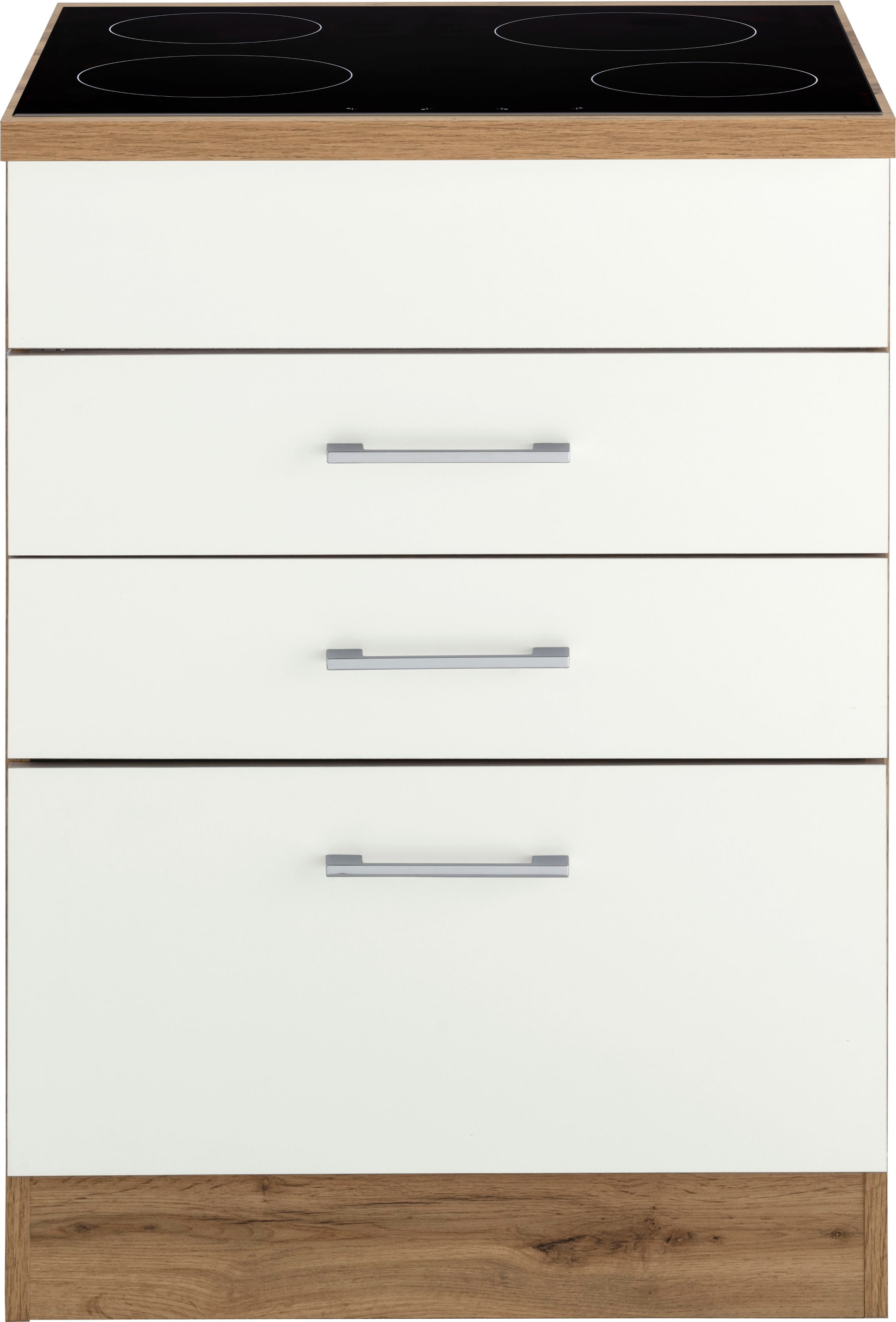 KOCHSTATION Armoire d'encastrement pour table de cuisson »KS-Colmar« 60 cm, avec poignée en métal, 2 tiroirs et 1 extension