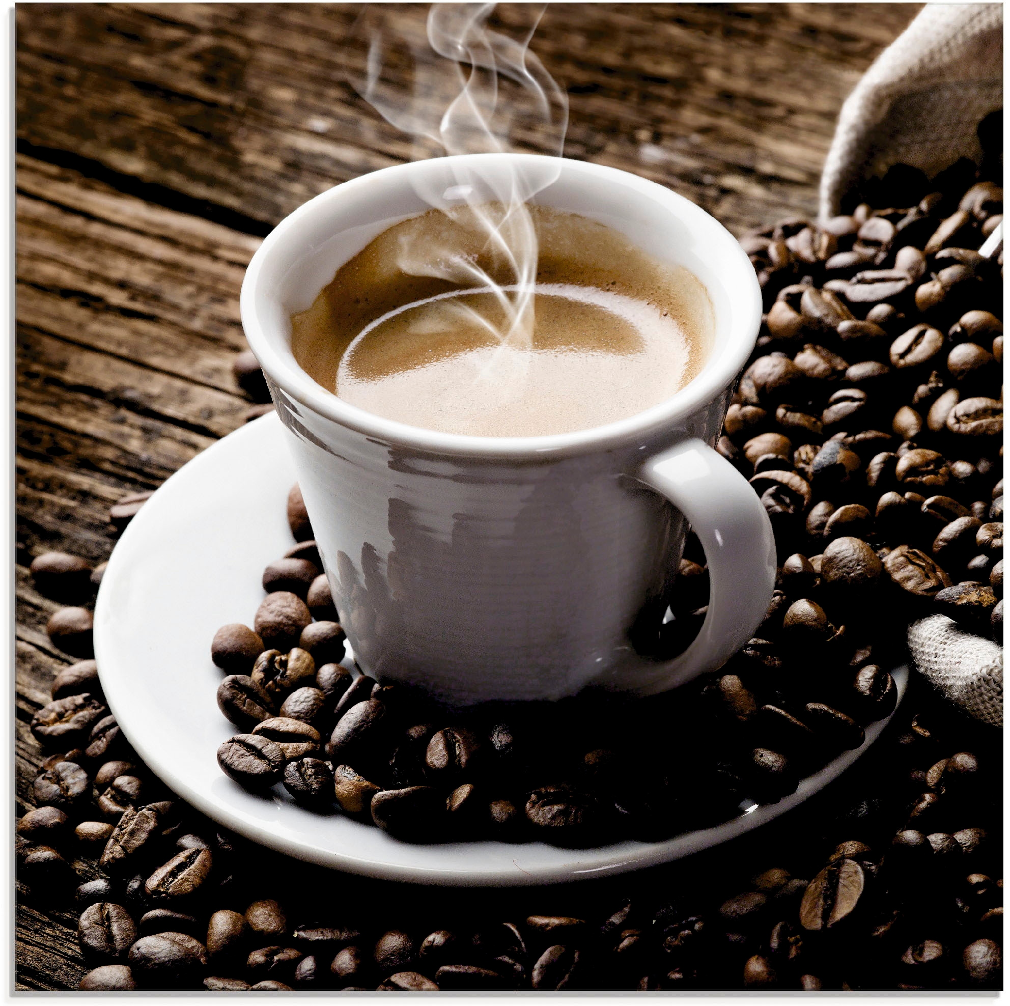 Artland »Heisser dampfender Getränke, kaufen Kaffee St.) (1 - Glasbild Kaffee«,