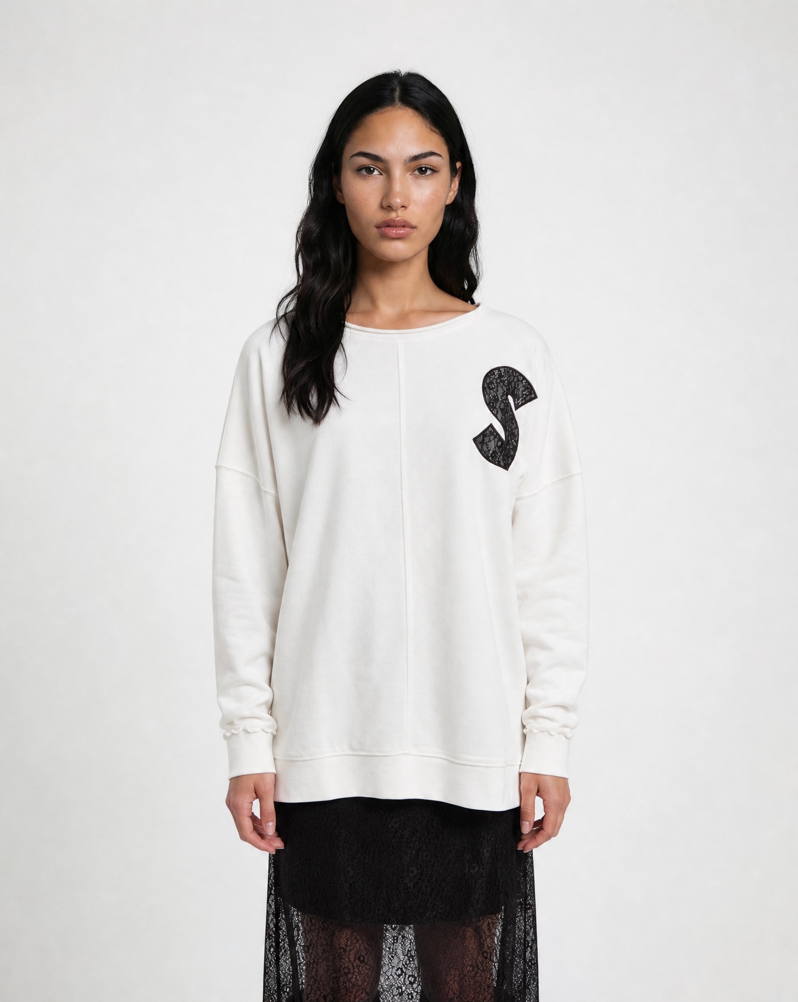 Image of Smith & Soul Longsweatshirt, mit kontrastfarbener Spitze, oversize