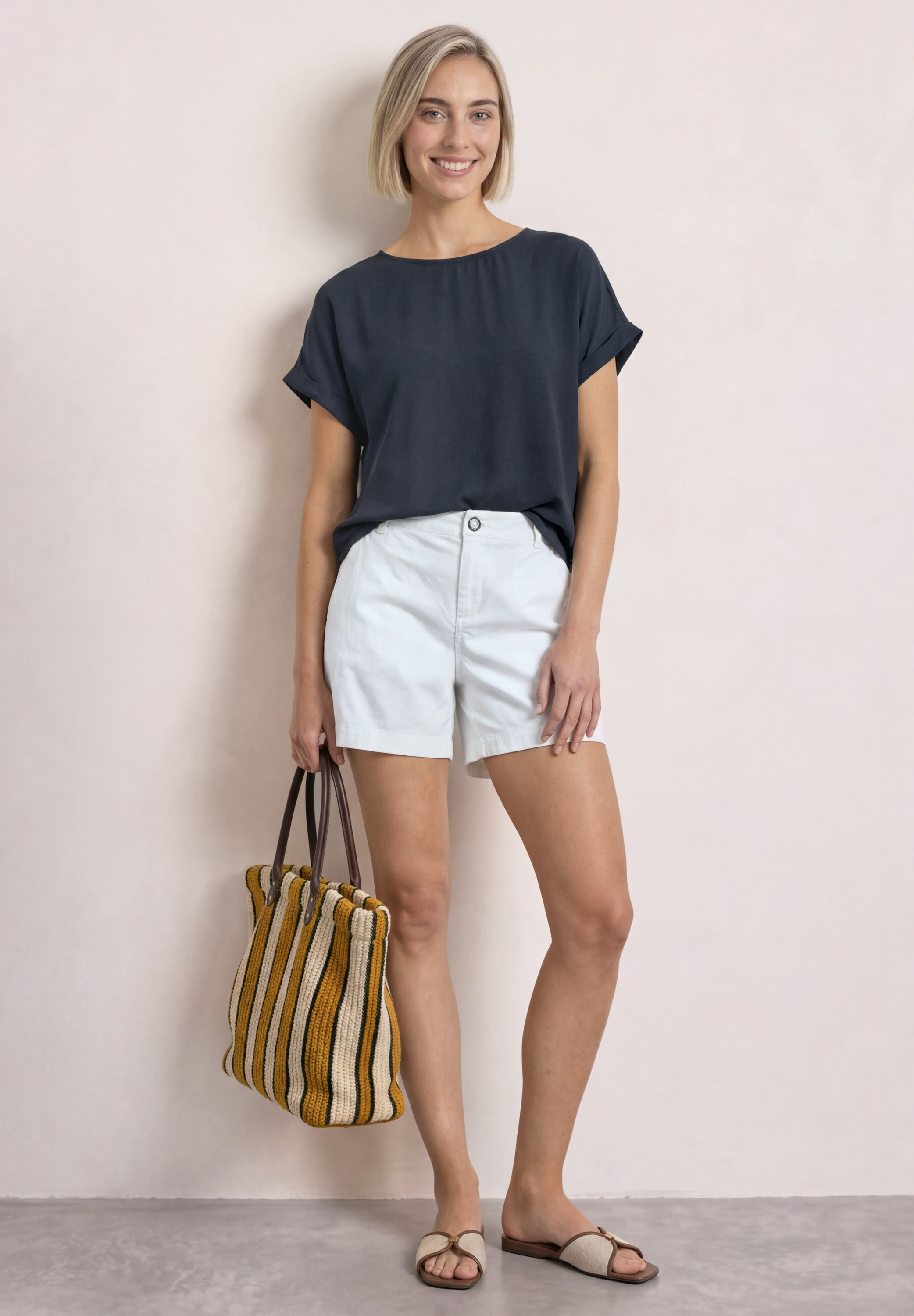 STREET ONE Haut de chemise T-shirt d'été 2-en-1 en chiffon avec encolure bateau