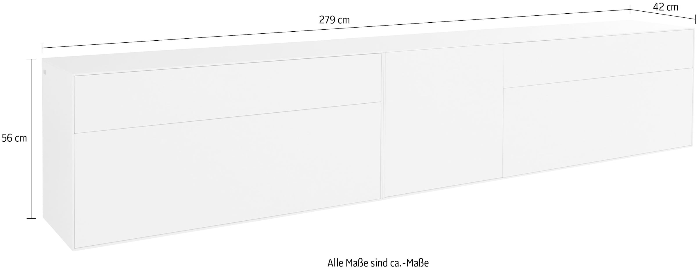 LeGer Home by Lena Gercke Lowboard »Essentials«, (2 St.), Breite: 279cm, MDF lackiert, Push-to-open-Funktion