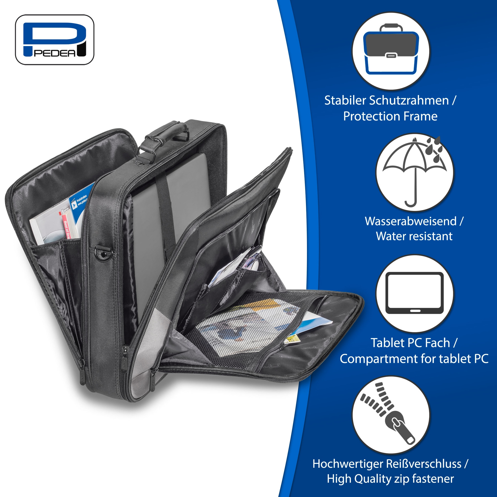 PEDEA Laptoptasche »Premium 15,6 (39,6cm)«, wasserabweisend, gepolstert, stabiler Schutzrahmen