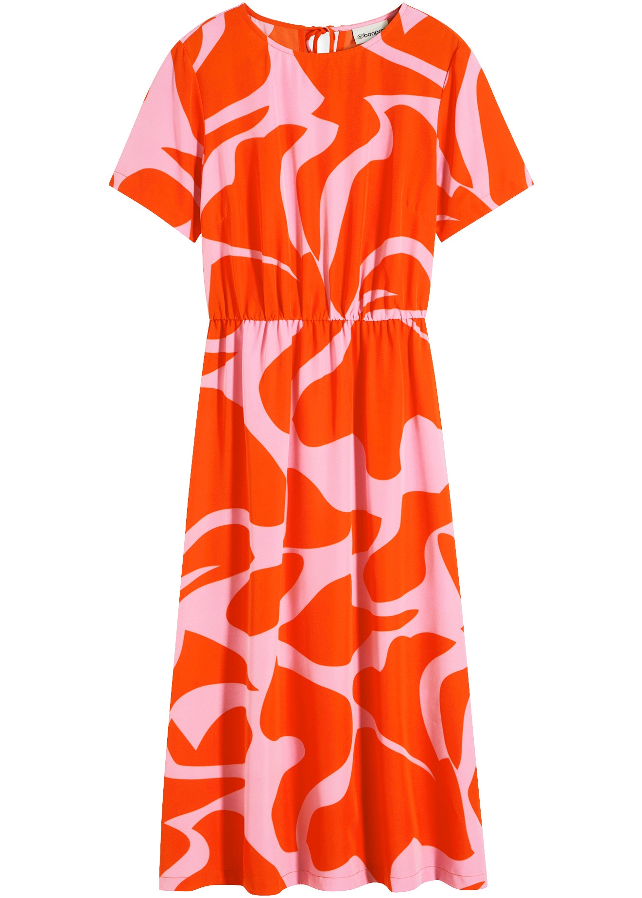 bonprix Midikleid mit modischem graphischem Print, ausgestellter Rock, Halbarm-Design