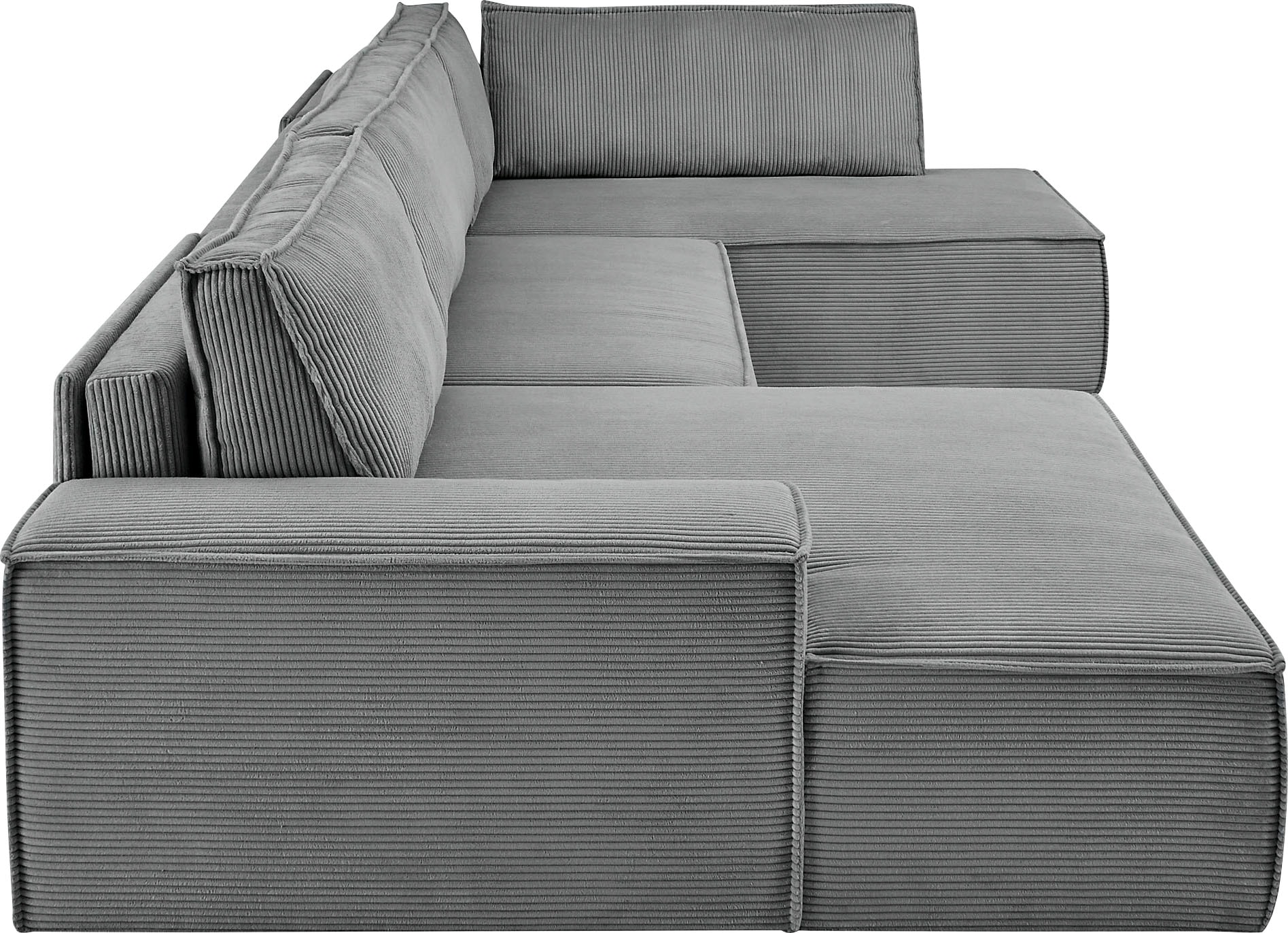 Home affaire Wohnlandschaft »SHERWOOD 329 cm, U-Form, Schlafsofa,«, Schlaffunktion m. Bettkasten (194x139 cm), Cord, Vintage, Samtvelours