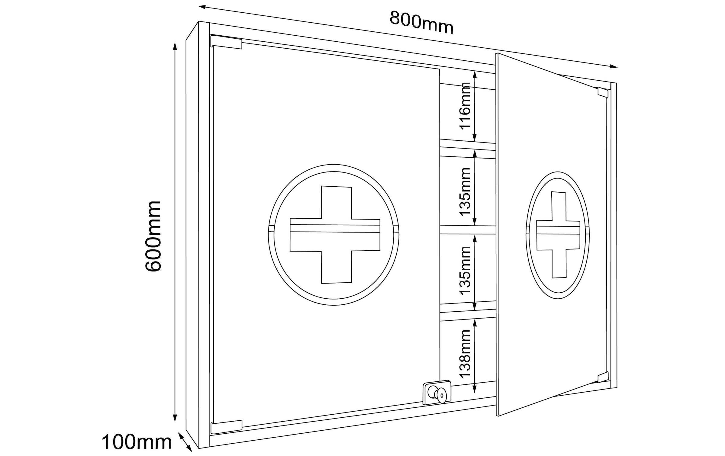 VCM Medizinschrank »Erste Hilfe Schrank Hustila L 60 x 80 x 10 cm«