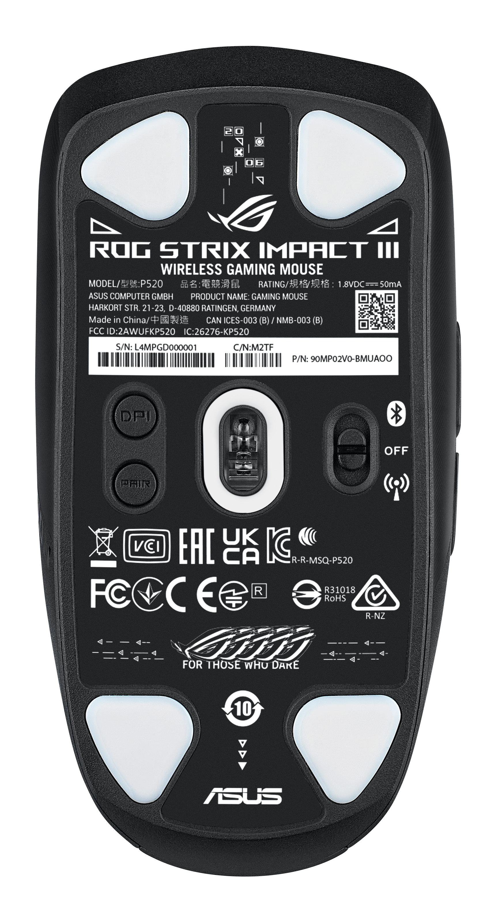 Asus Gaming-Maus »ROG Strix Impact III Wireless« RF kabellos + Bluetooth