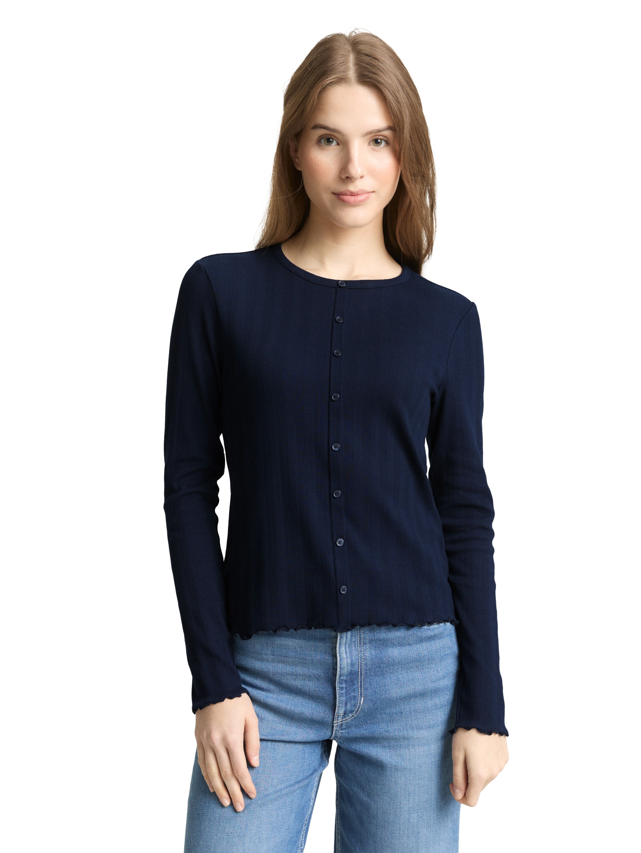 Image of TOM TAILOR Denim Langarmshirt mit gewelltem Abschluss