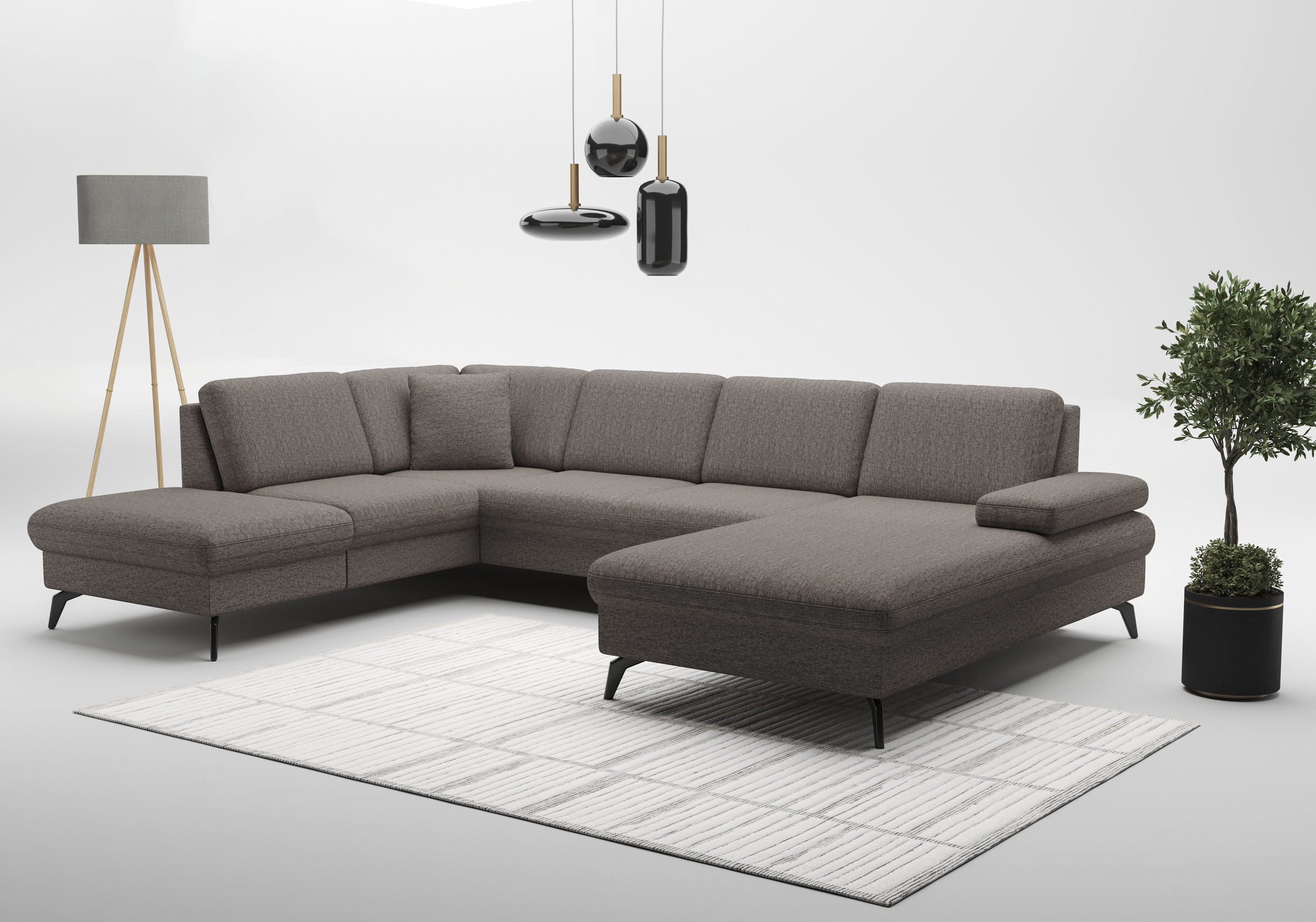 sit&more Wohnlandschaft »Morris Jubi U-Form«, inkl. Armteilfunktion und 1 Zierkissen, wahlweise mit Bettfunktion