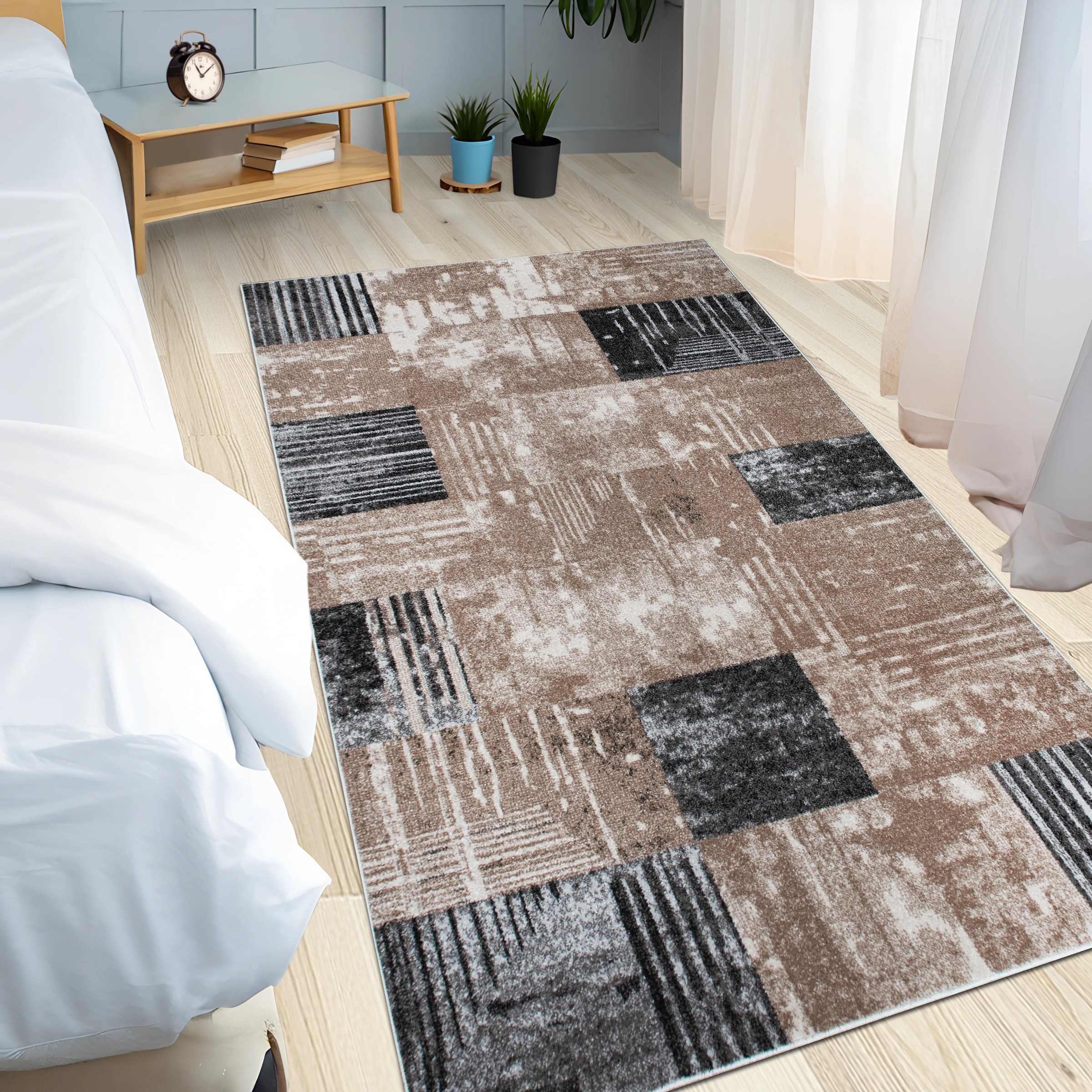 GOODproduct Teppich »Lunari, Vintage-Karo Design« rechteckig 9 mm Höhe modern, weiche Haptik, Wohnzimmer, Esszimmer, Schlafzimmer