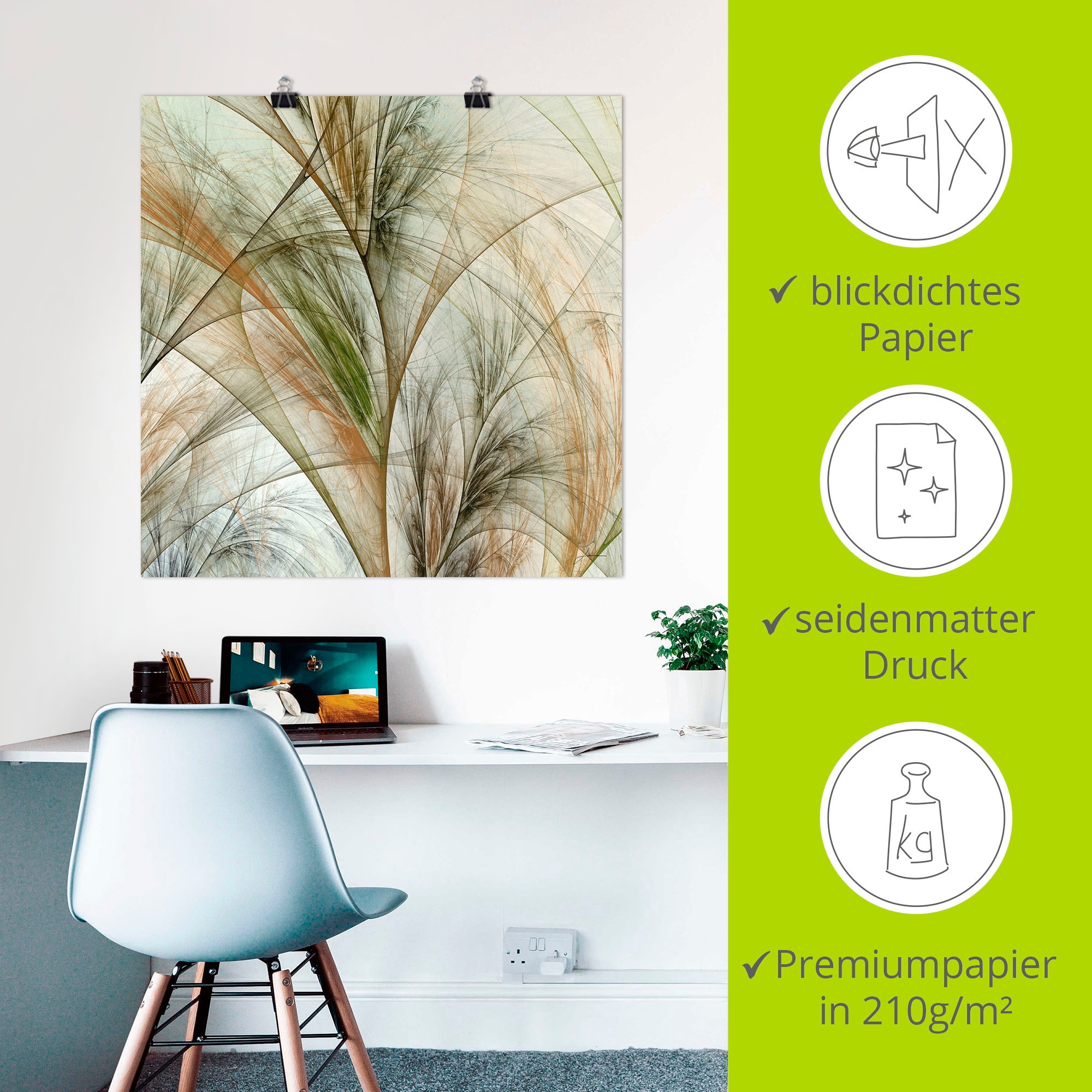 Artland Wandbild »Fraktales Gras IV«, Gräser, (1 St.), als Leinwandbild, Poster in verschied. Grössen