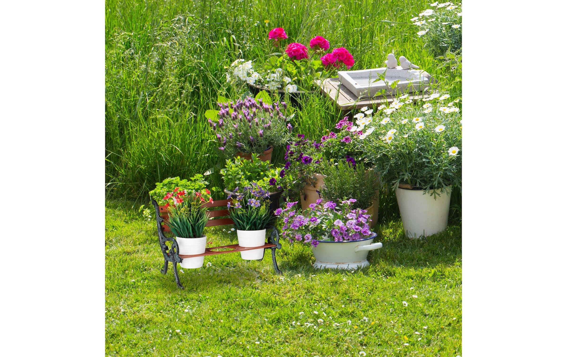 relaxdays Banc de fleurs »Mini, 3«