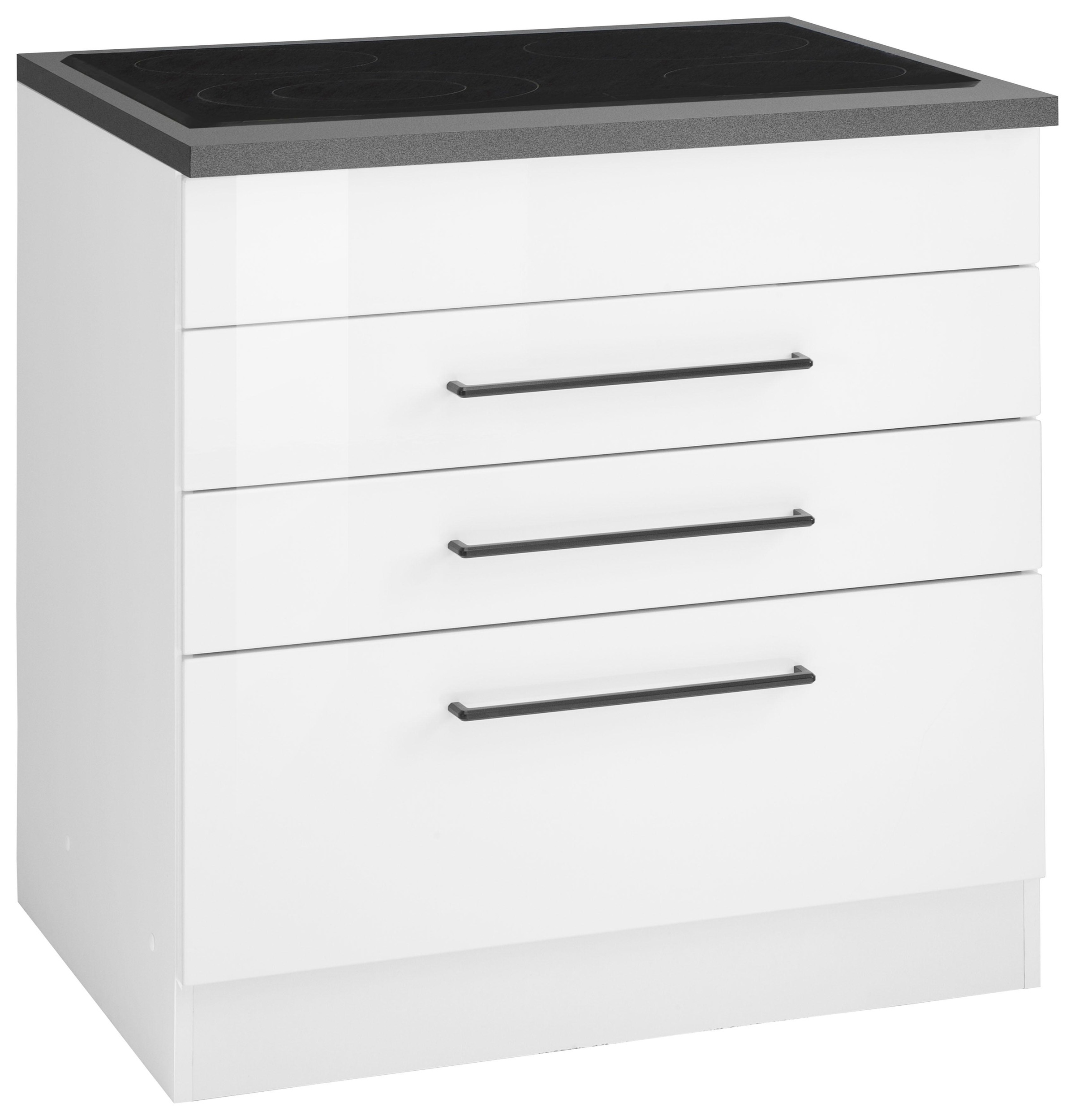 Image of HELD MÖBEL Kochfeldumbauschrank »Tulsa«, 80 cm breit, 2 Schubladen, 1 grosser Auszug, schwarzer Metallgriff, hochwertige MDF Front, geeignet für autarkes Kochfeld bei Ackermann Versand Schweiz