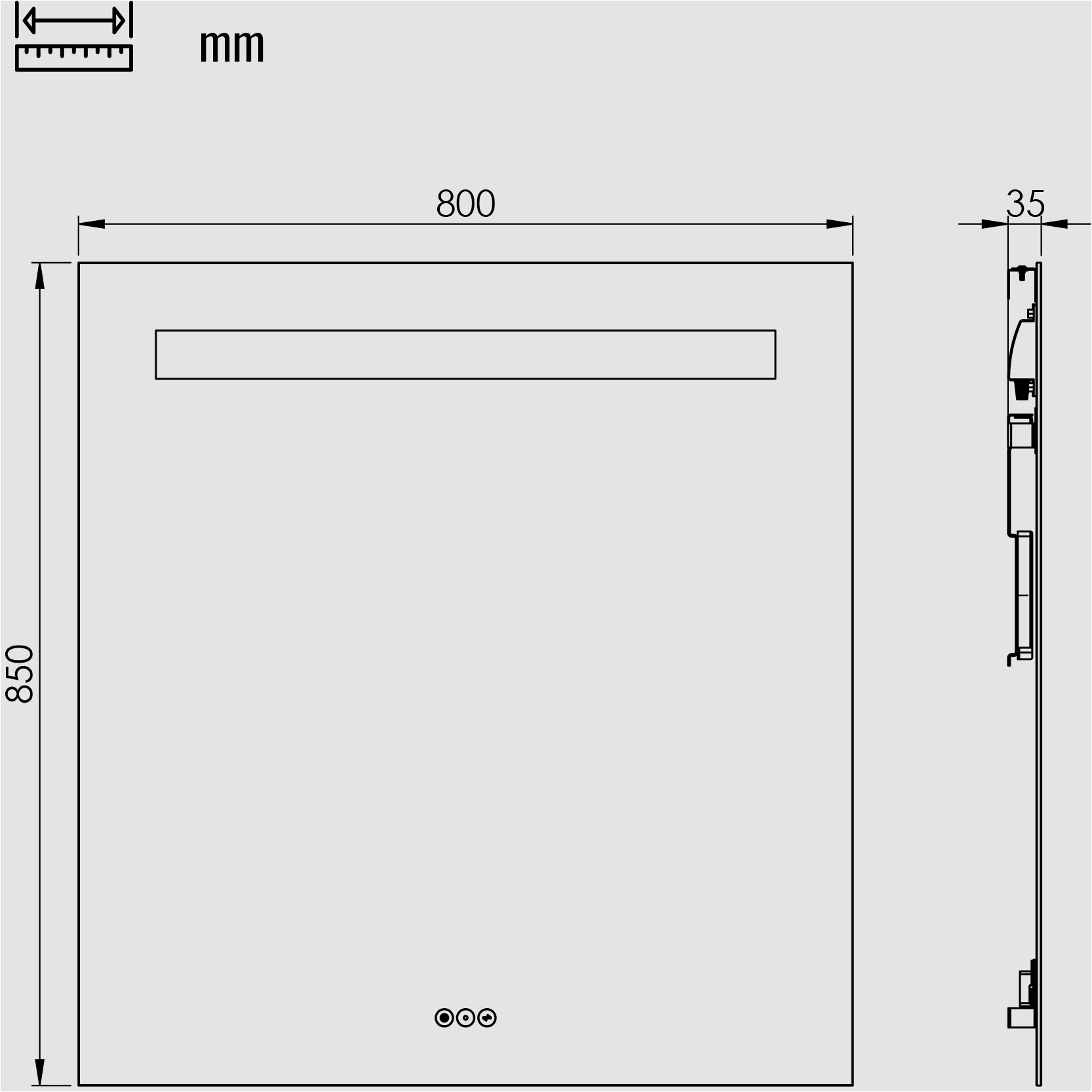 Loevschall Badspiegel »Lökken Quadratisch, Badzimmerspiegel mit LED Beleuchtung, Lichtspiegel«, Touchpanel für Lichtsteuerung, Verstellbarer Spiegel, Dänisches Design