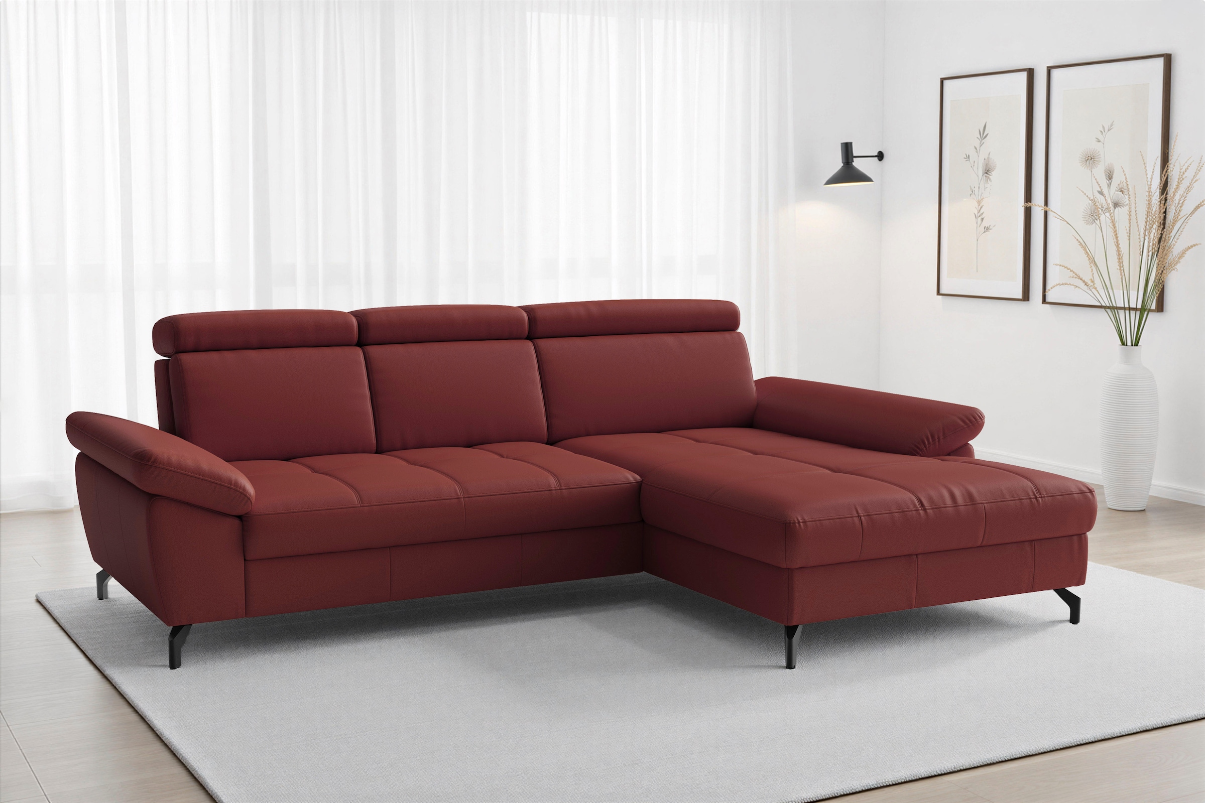 sit&more Ecksofa »Vanity L-Form, B: 264 cm, Leder« Inkl.Sitz-,Kopf-und Armteilverstellung