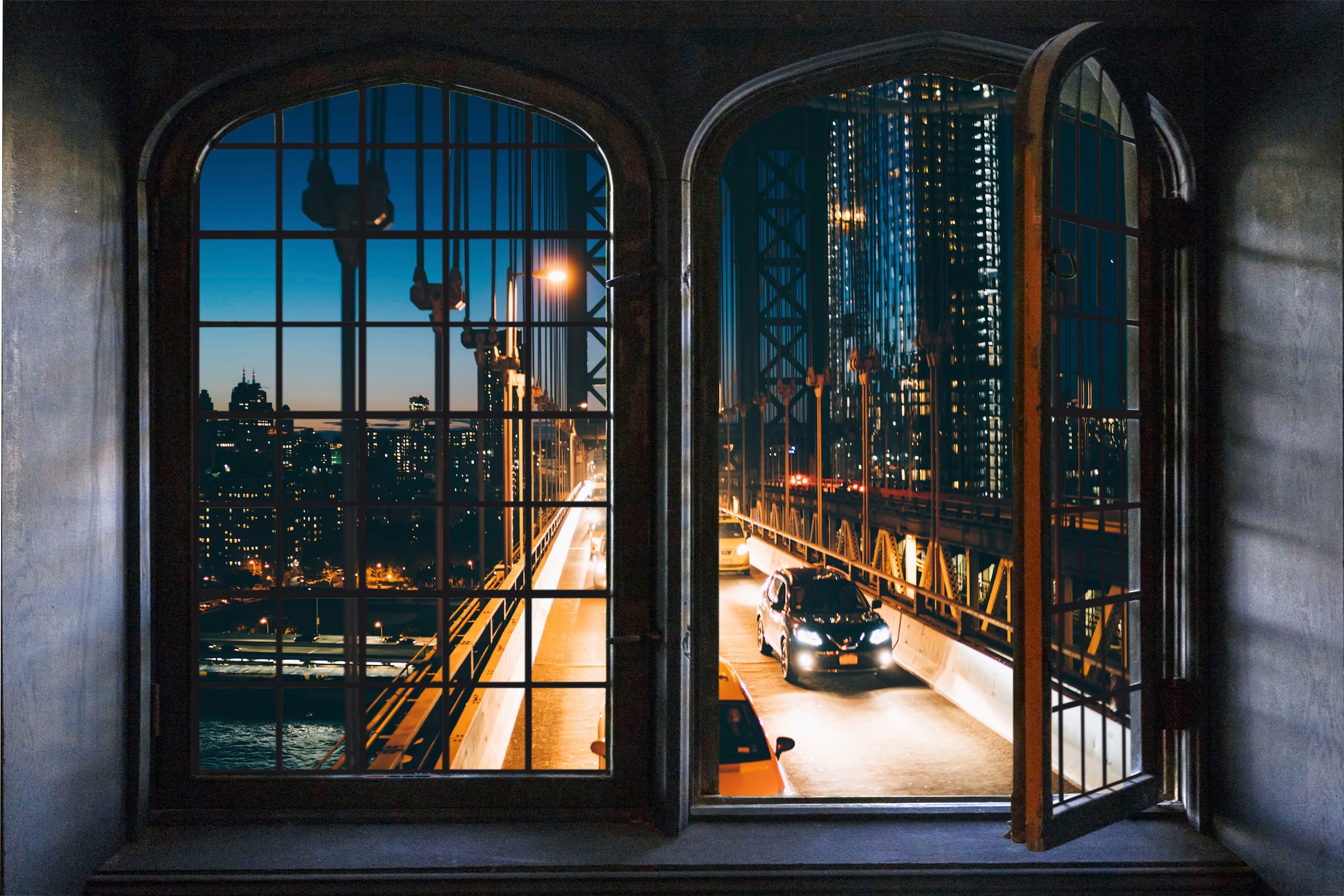Image of queence Wandsticker "Stadt bei Nacht" Wandsticker, Wandbild, selbstklebend, 3D, Fenster