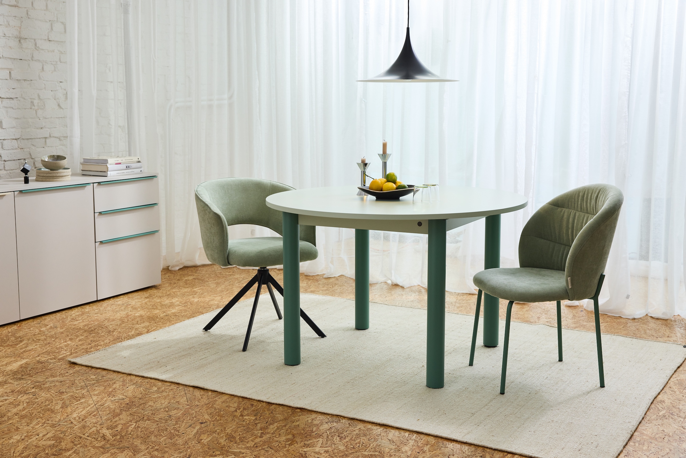 TOM TAILOR HOME 4-Fussstuhl »LEAF CHAIR«, (Set), 2 St., Chenille, 4-Fussgestell, Raffung in der Rückenlehne