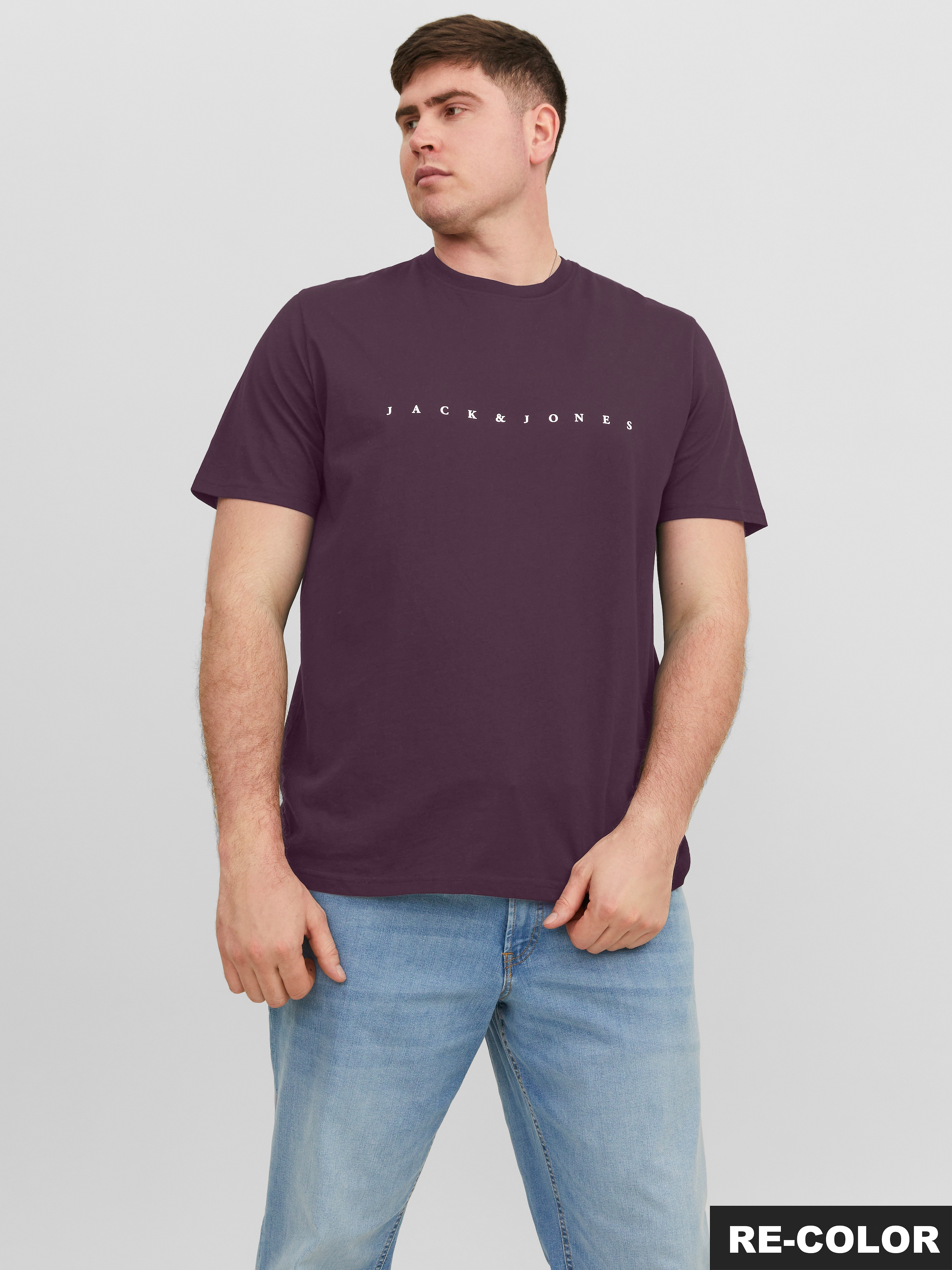 Jack & Jones PlusSize Rundhalsshirt »JJESTAR JJ TEE SS NOOS PLS«, mit Logo Schriftzug