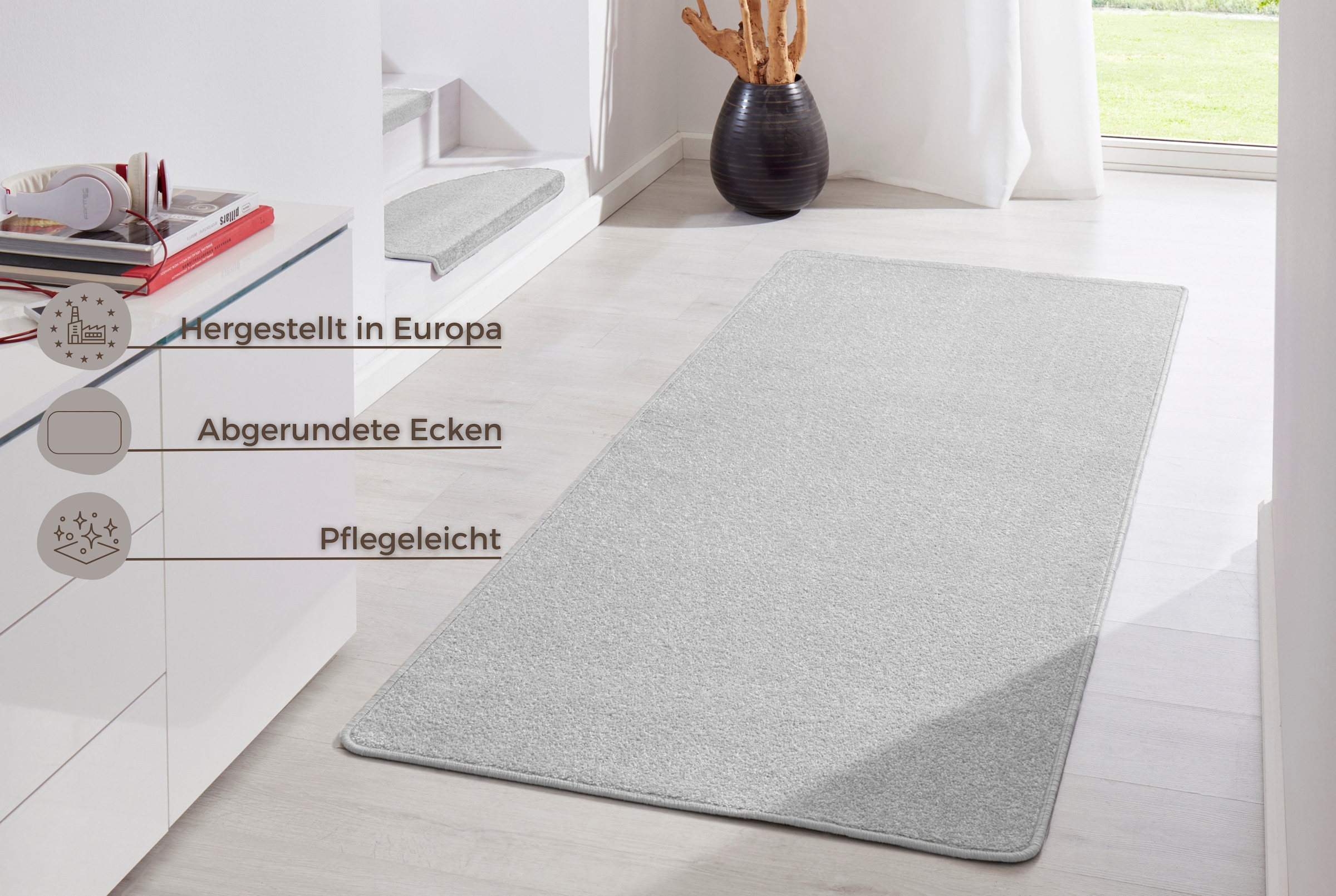 HANSE Home Teppich »Fancy«, rechteckig, 7 mm Höhe, Kurzflor, Läufer, uni, gekettelt, Wohnzimmer, Schlafzimmer, Esszimmer