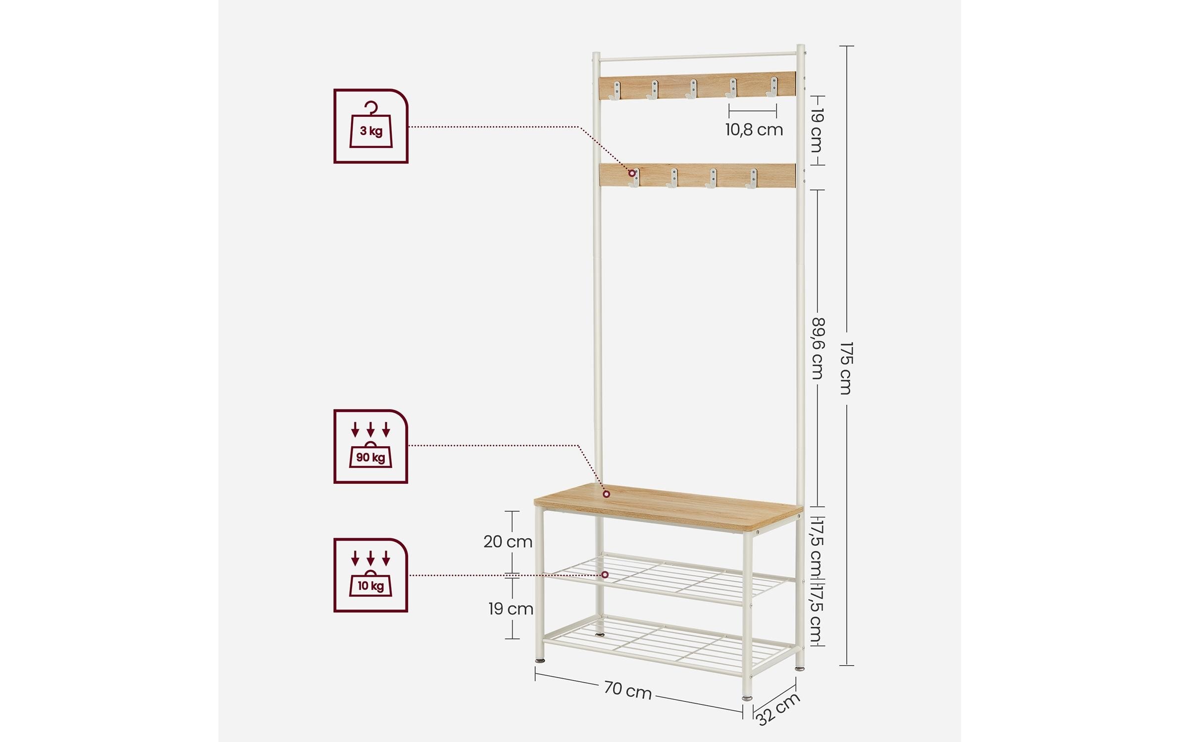 VASAGLE Garderobenständer »mit Schuhregal«