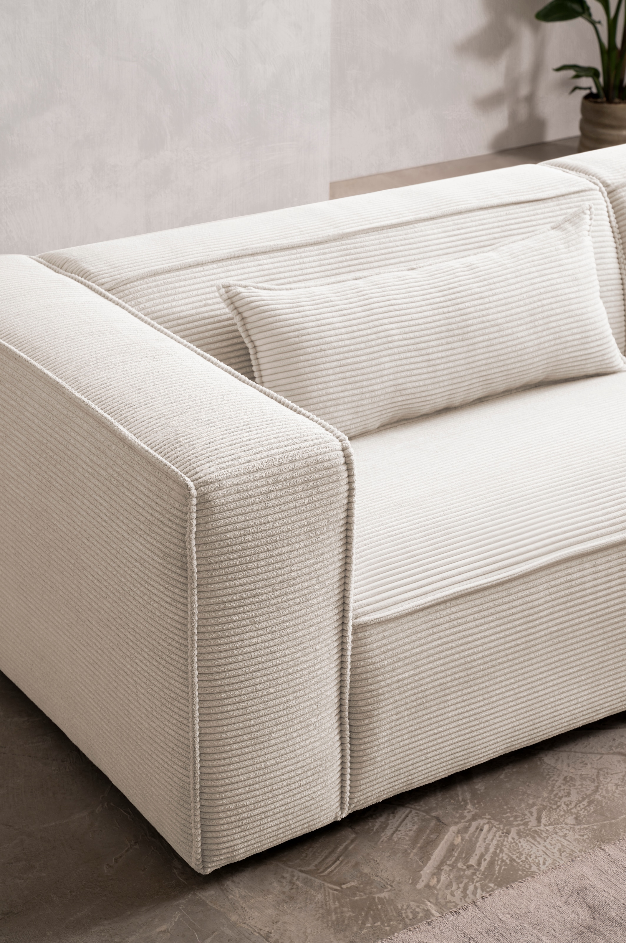 LeGer Home by Lena Gercke 3-Sitzer »PIARA, Couch mit Kedernaht, Sofa in Cord oder Leinenoptik«, schwarze Füsse, bequemer Sitzkomfort