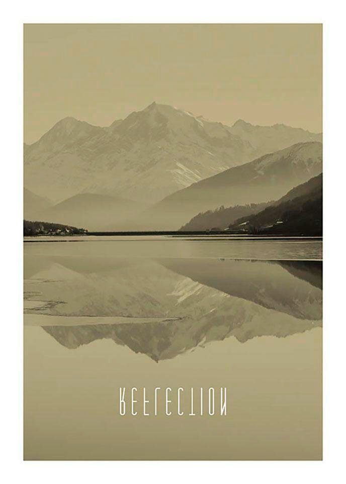 Image of Komar Bild "Word Lake Reflection Sand" Natur 1 Stk. tlg. Wandbild zur Dekoration - ohne Rahmen
