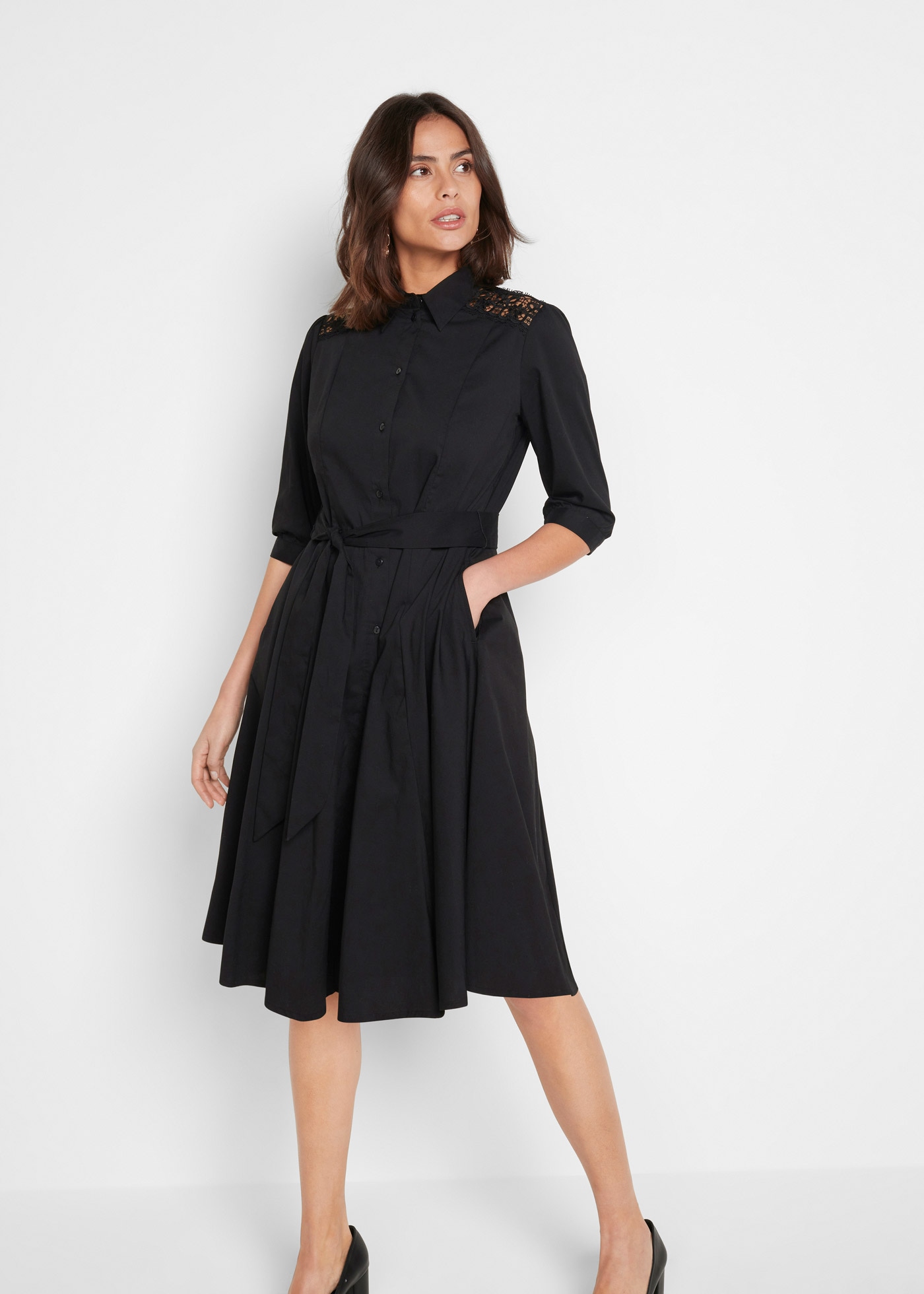 bonprix Robe 2 en 1 Ensemble, 2 tlg. pour mode business, en coton, coupe évasée