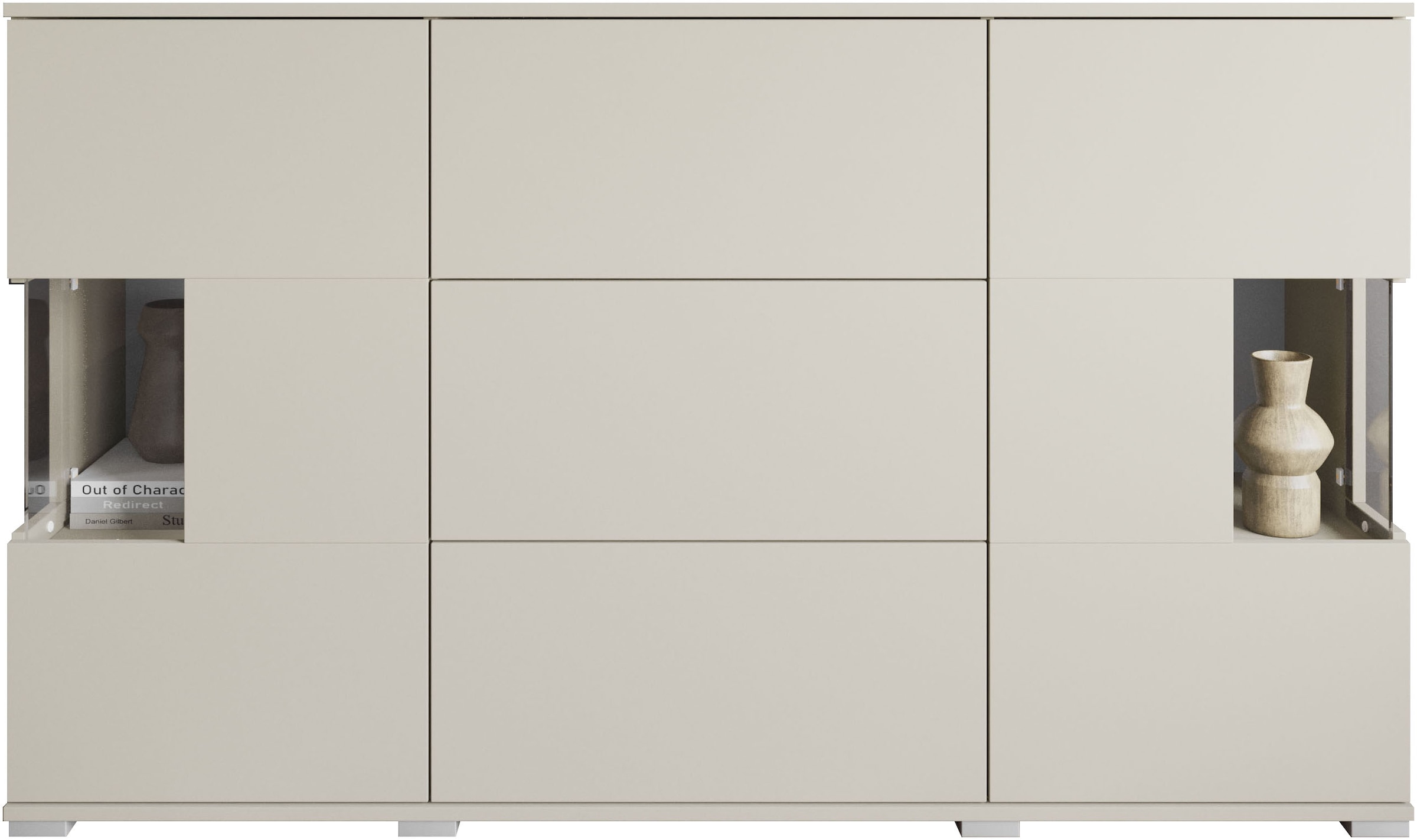 GOODproduct Sideboard »Kenia« 1 Stk. tlg. Sideboard mit 3 Schubladen, 6 Fächern, Glastüren, Breite 150 cm