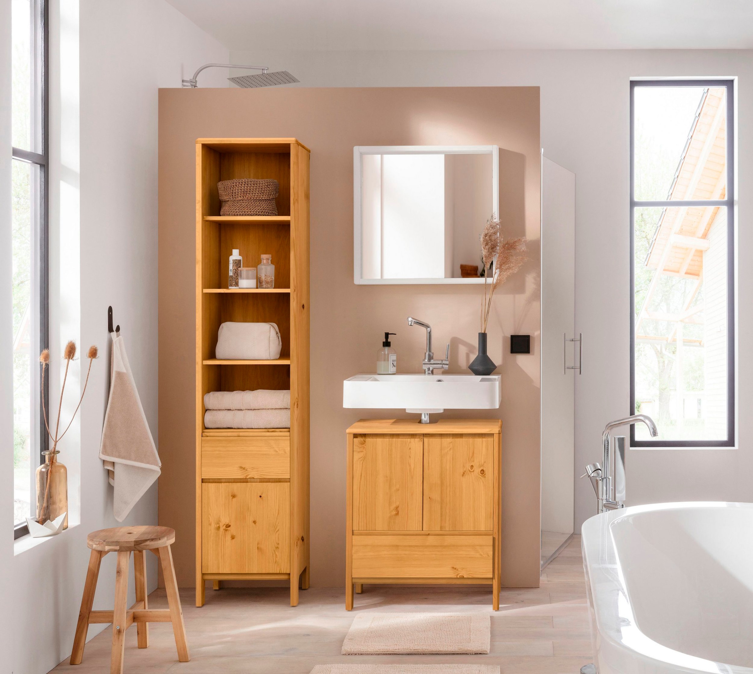 GOODproduct Hochschrank »Jorrick«, Breite 40 cm, Massivholz Kiefer mit Bio Öl/Wachs behandelt