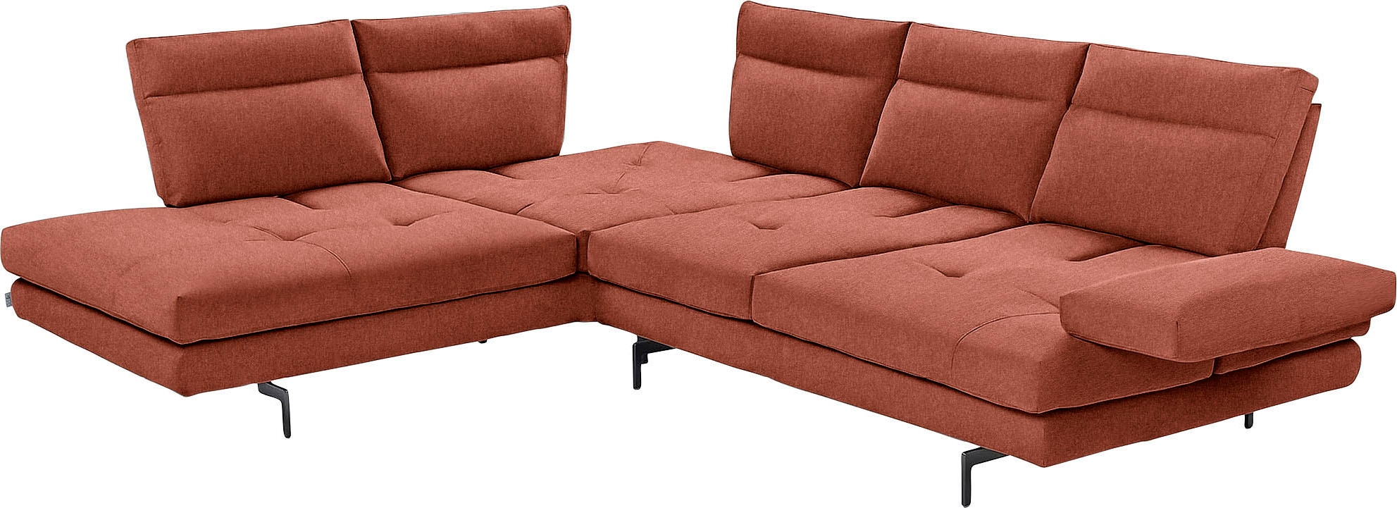 CALIA ITALIA Canapé d'angle »Toby Wing, L-Form, Designsofa mit sensationellem Sitzkomfort« Sitztiefenverstellung, funktionale Ecke, Füsse in schwarz matt