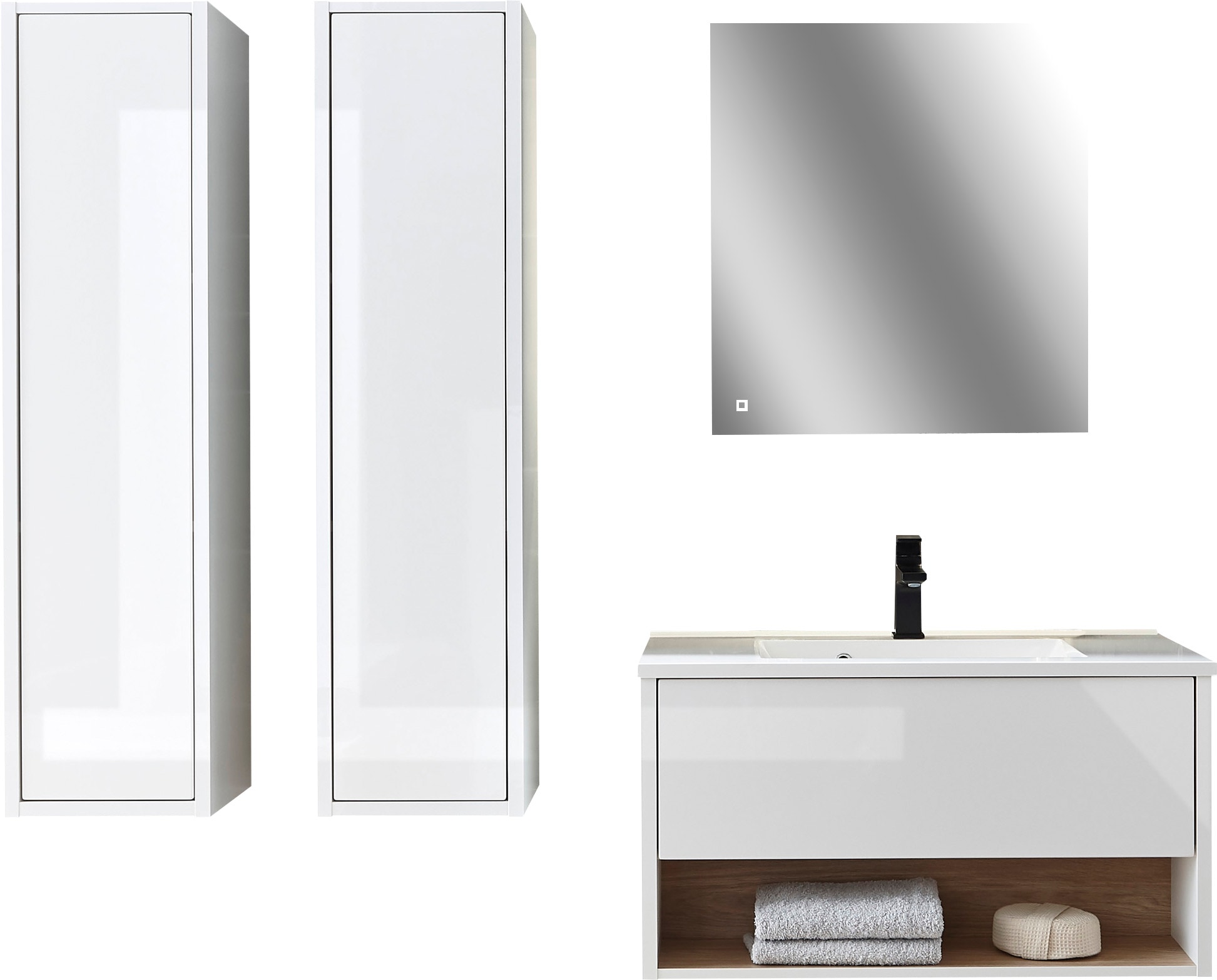 Home affaire Badmöbel-Set »Studio Line, Bad im modernen Design, 4-teiliges Badezimmer« 4 Stk. tlg.