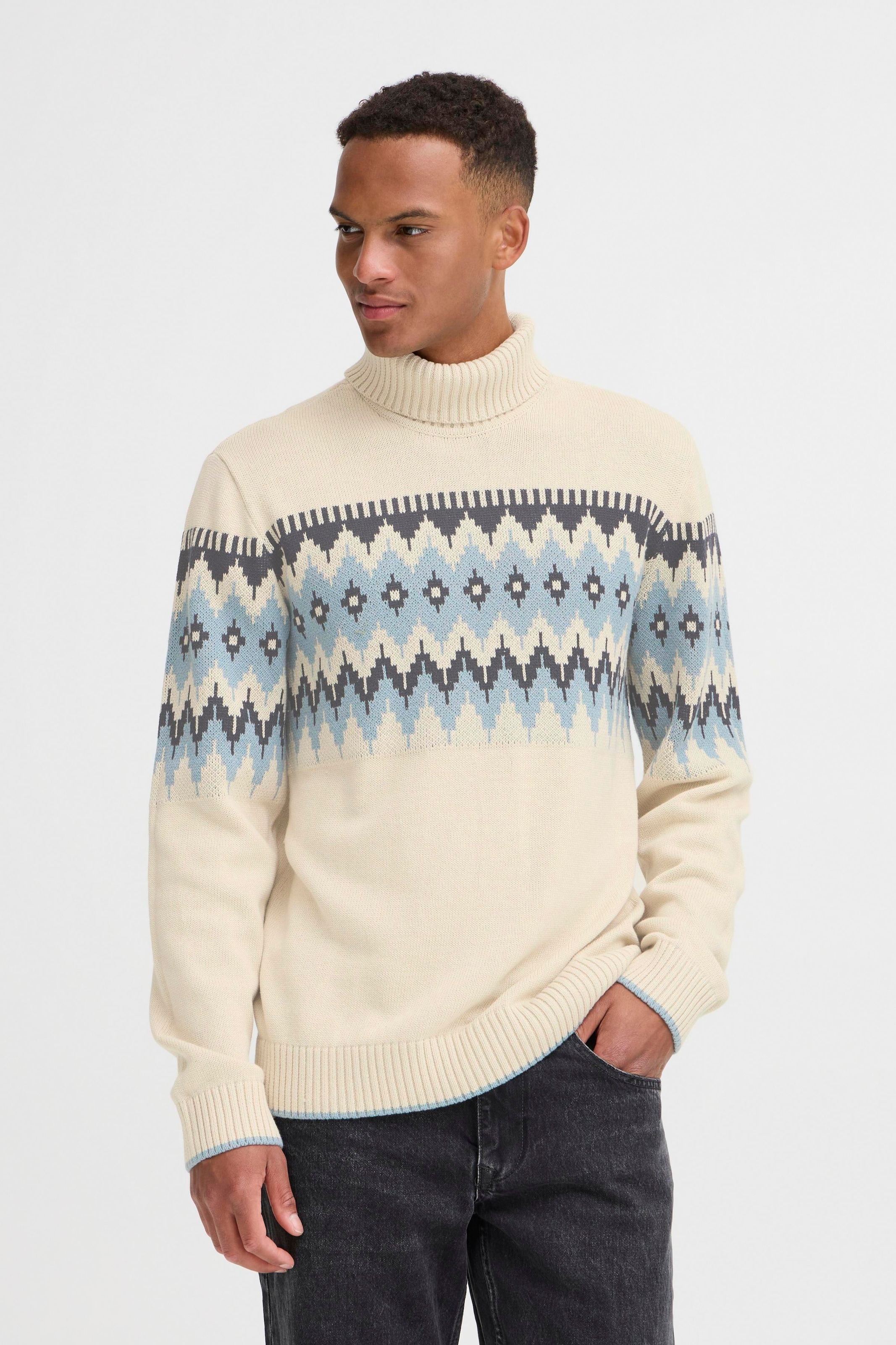 Image of Blend Rollkragenpullover "BHBENJI JACQ KNIT" im tollen Jacquardmuster