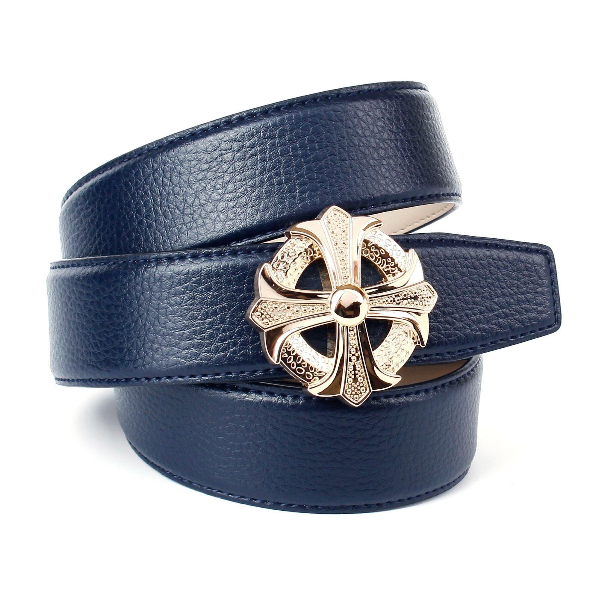 Image of Anthoni Crown Ledergürtel, mit silberfarbener runder Schliesse als stilisiertes Kreuz bei Ackermann Versand Schweiz