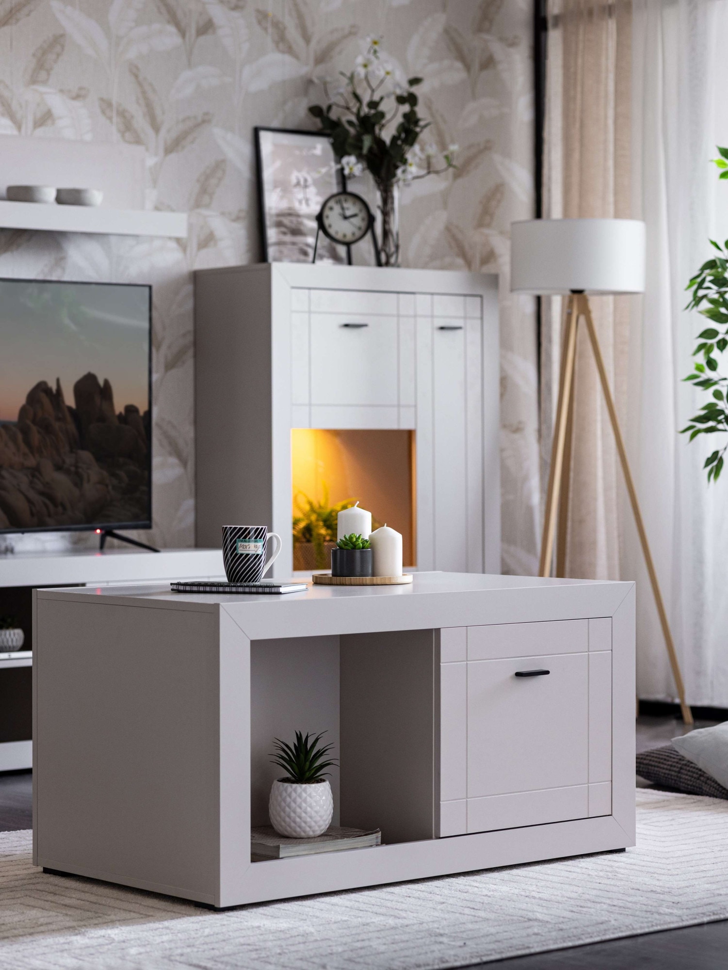 Home affaire Couchtisch »Warwick, Wohnzimmertisch, Sofatisch, Beistelltisch, Kaffeetisch« Eleganter Couchtisch in Kaschmir mit viel Stauraum, Heissfolienprägung