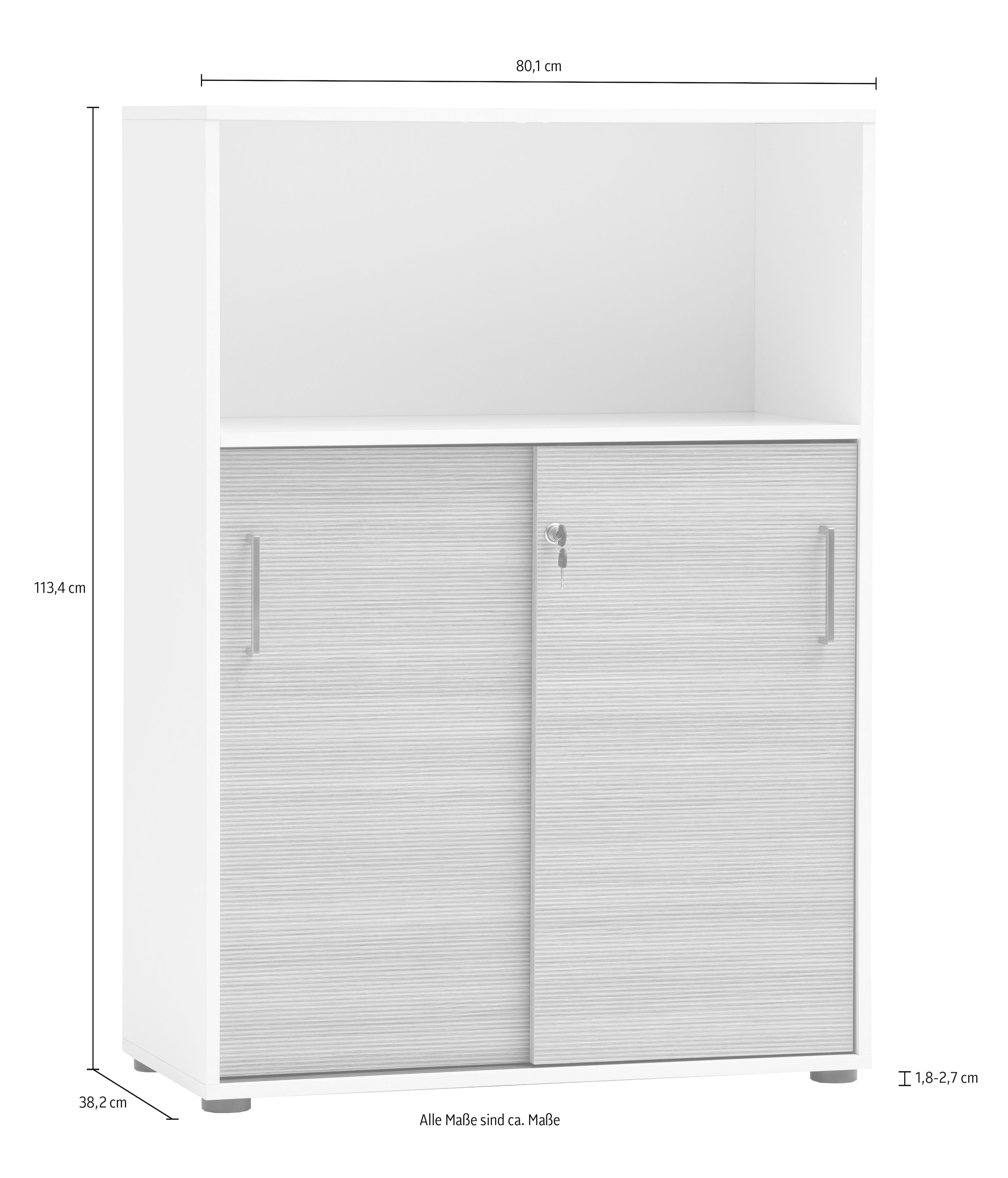 Schildmeyer Schiebetürenschrank »METZ, Aktenschrank abschliessbar, Höhe 113,4 cm, MADE IN GERMANY« 1 Stk. tlg. Fronten in Canello,  MADE IN GERMANY
