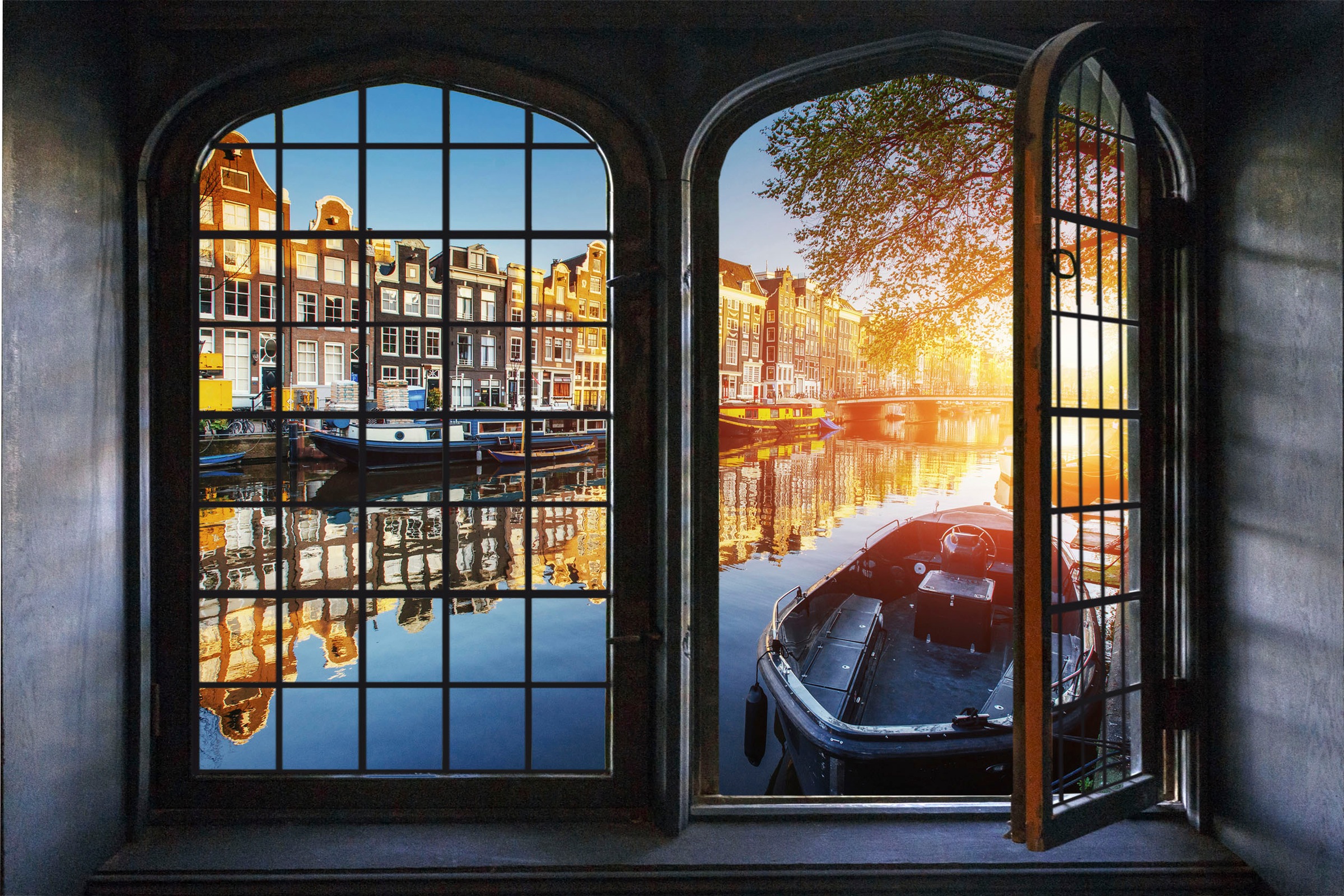 Image of queence Wandsticker "Amsterdam" Wandsticker, Wandbild, selbstklebend, 3D, Fenster