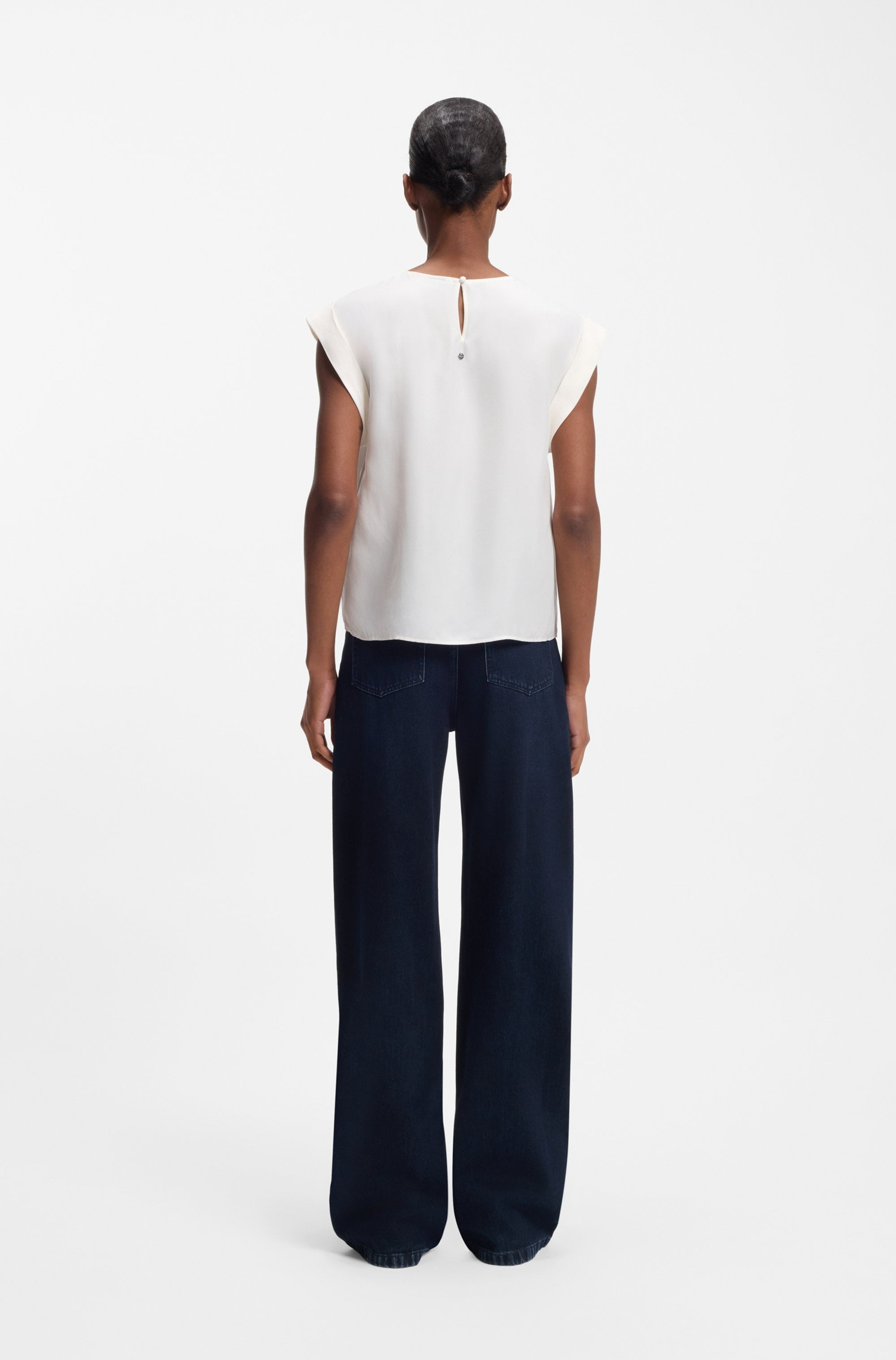 BOSS ORANGE Chemisier à chemise »Irnette Premium Damenmode« mit Ärmelaufschlag