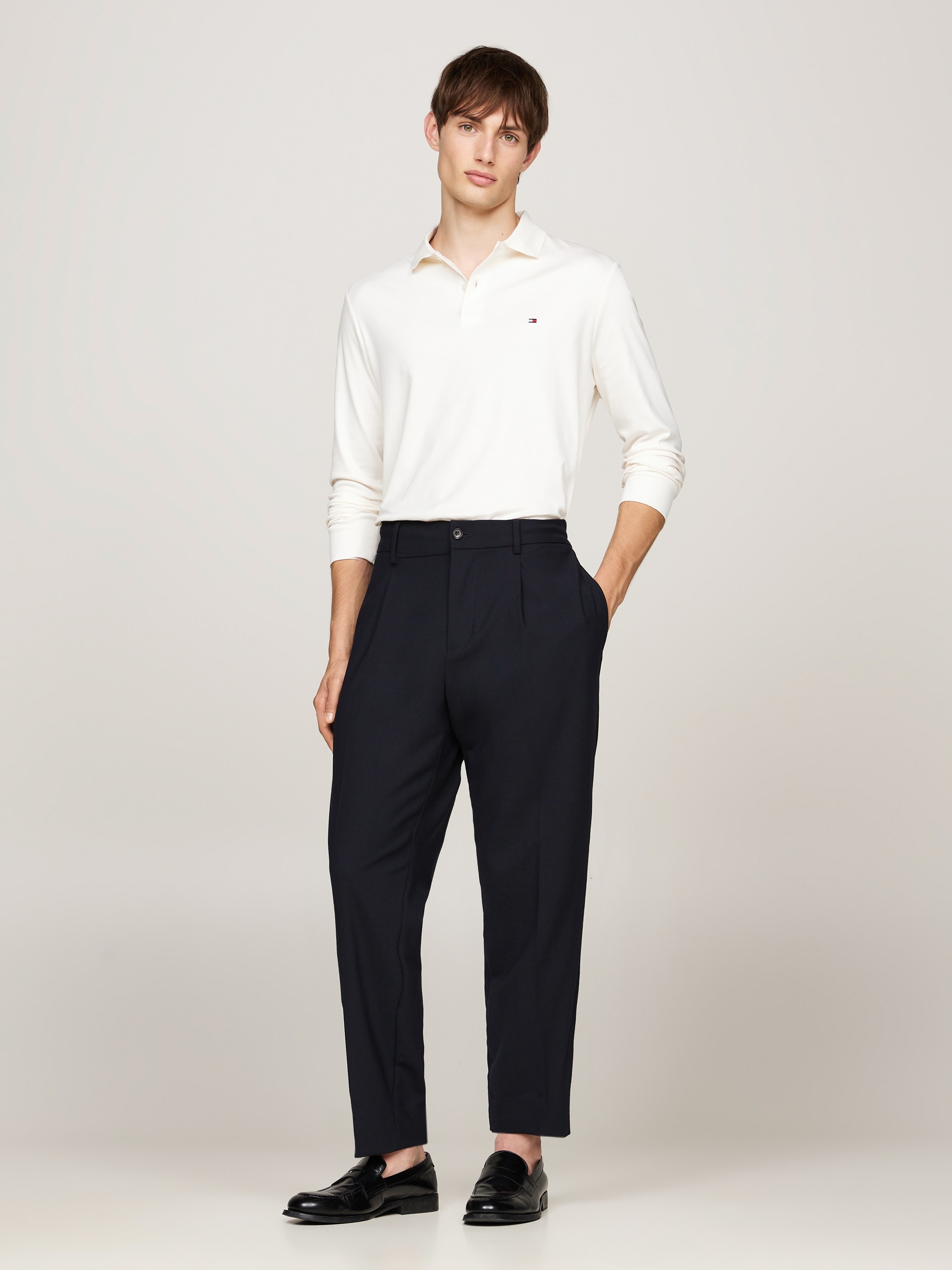 Tommy Hilfiger Langarm-Poloshirt »L/S LIQUID COTTON REG POLO mit Jersey und Markenlabel«, unifarben, casual, regular fit, Baumwolle, Polokragen