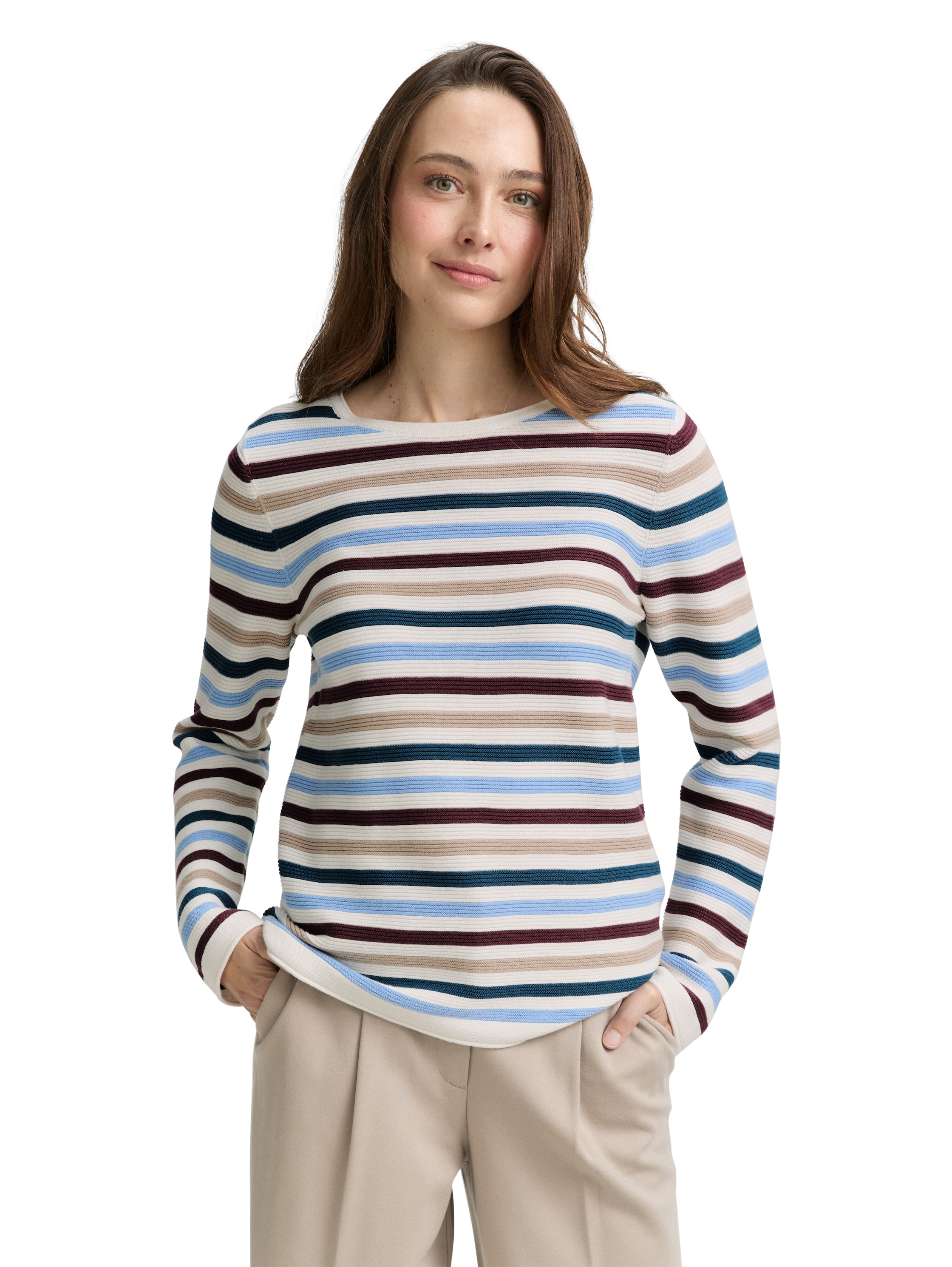 Image of TOM TAILOR Rundhalspullover "Regular" aus Rippstrick