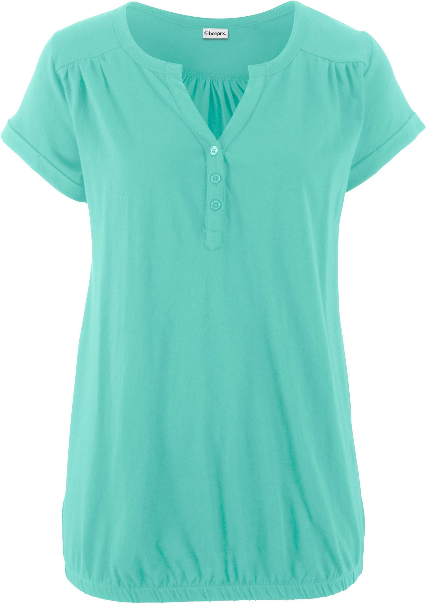 bonprix T-shirt »Baumwoll-Shirt, Kurzarm« lässige Passform, Kurzarm, V-Ausschnitt, aus Baumwolle
