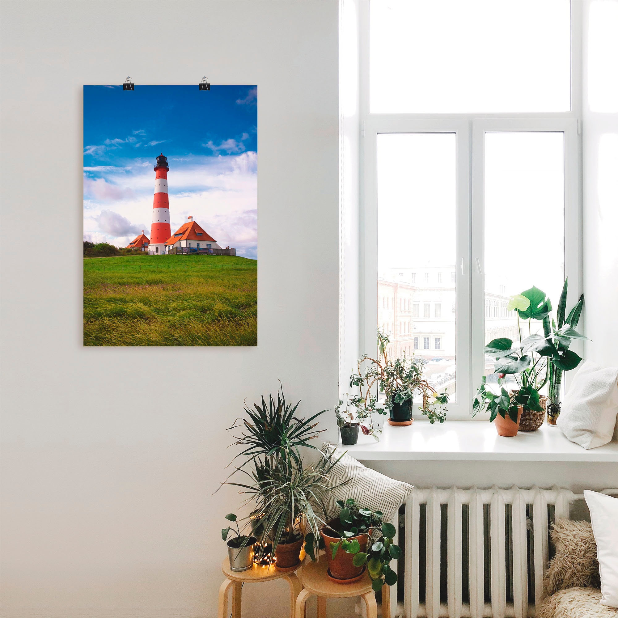 Artland Wandbild »Westerhever Leuchtturm«, Gebäude, (1 St.), als Alubild, Outdoorbild, Leinwandbild, Poster in verschied. Grössen